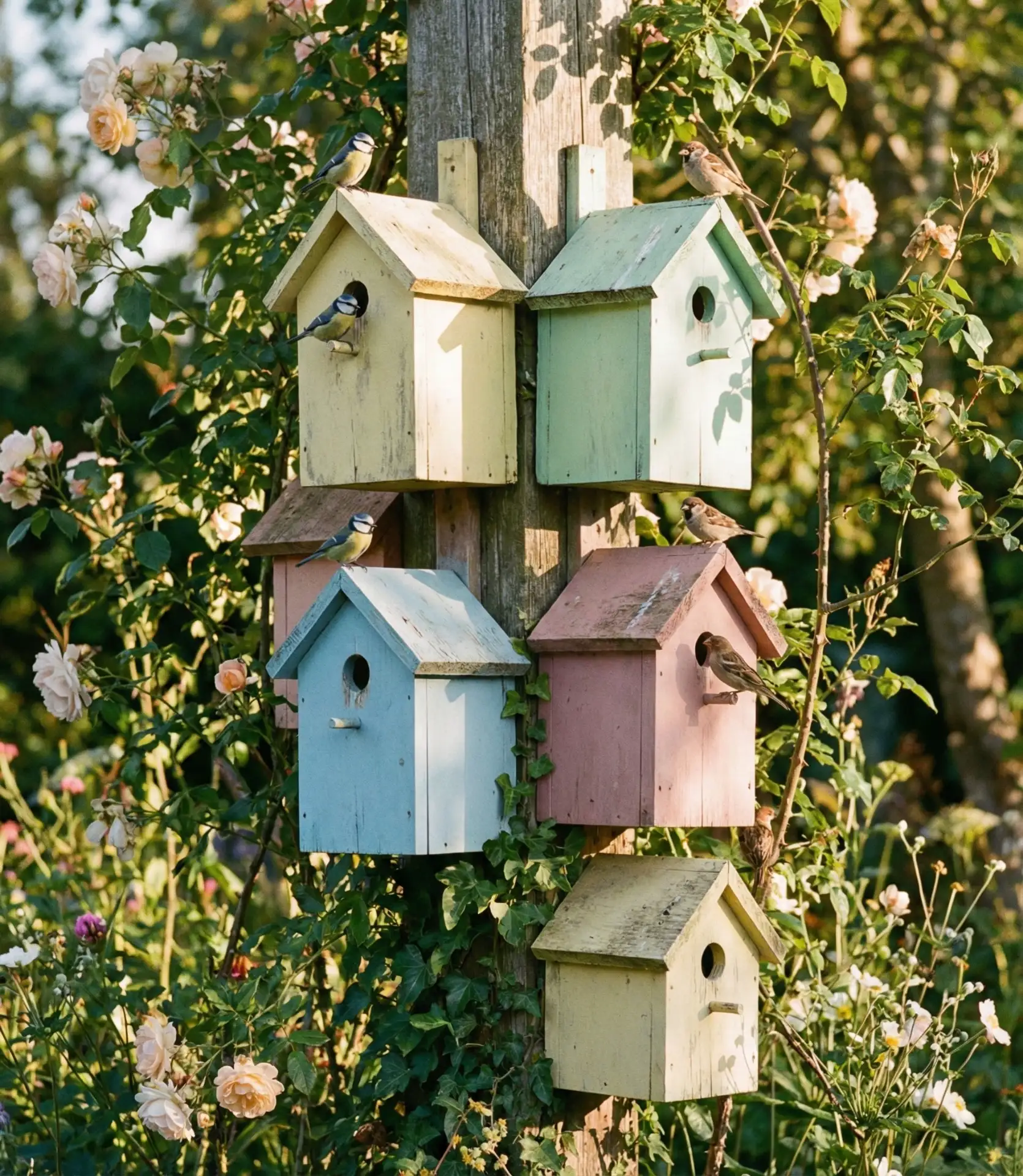 Outdoor Wooden Birdhouse Villages 1