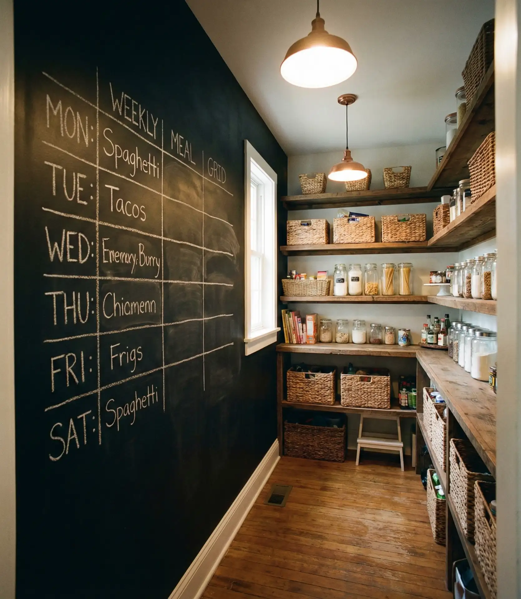 Pantry with Chalkboard Meal Planning Wall 1