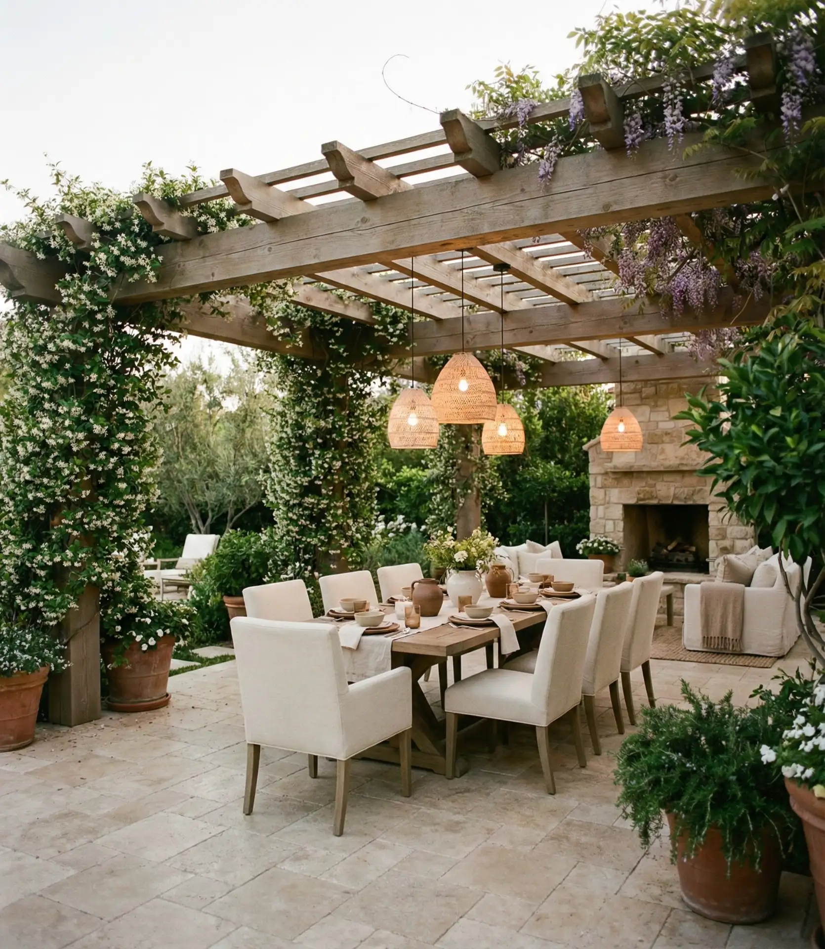 Paver Patio Extension with Pergola and Outdoor Dining 1