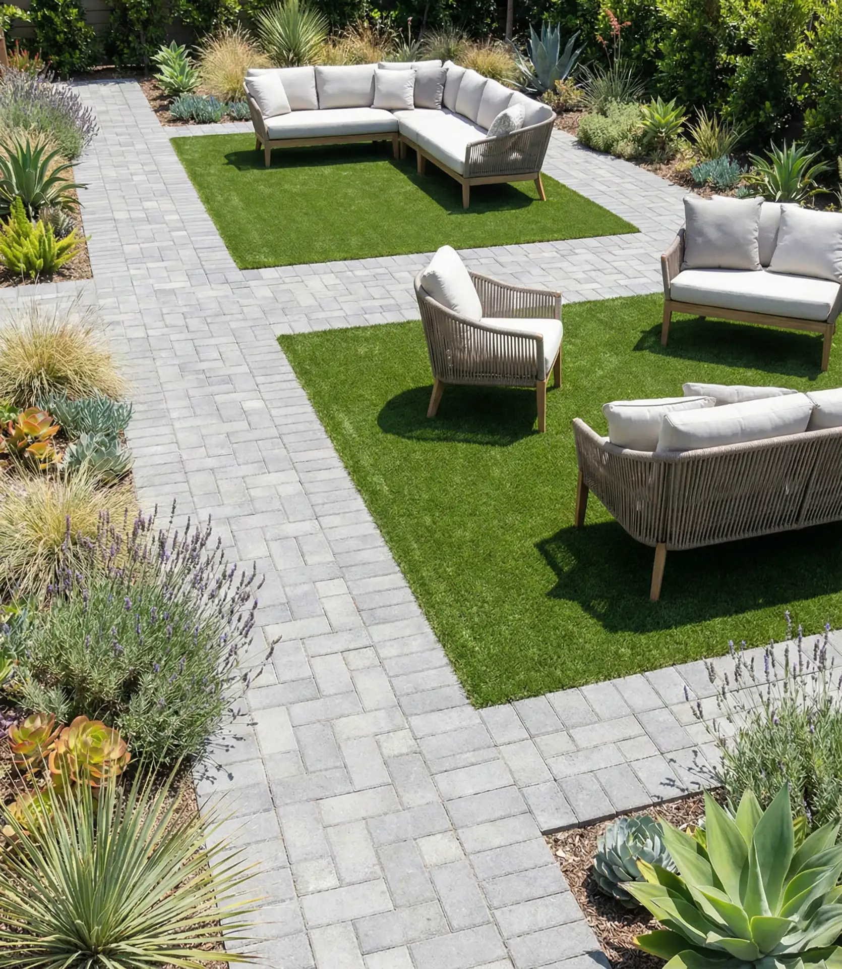 Paver Patio with Artificial Turf Integration 2