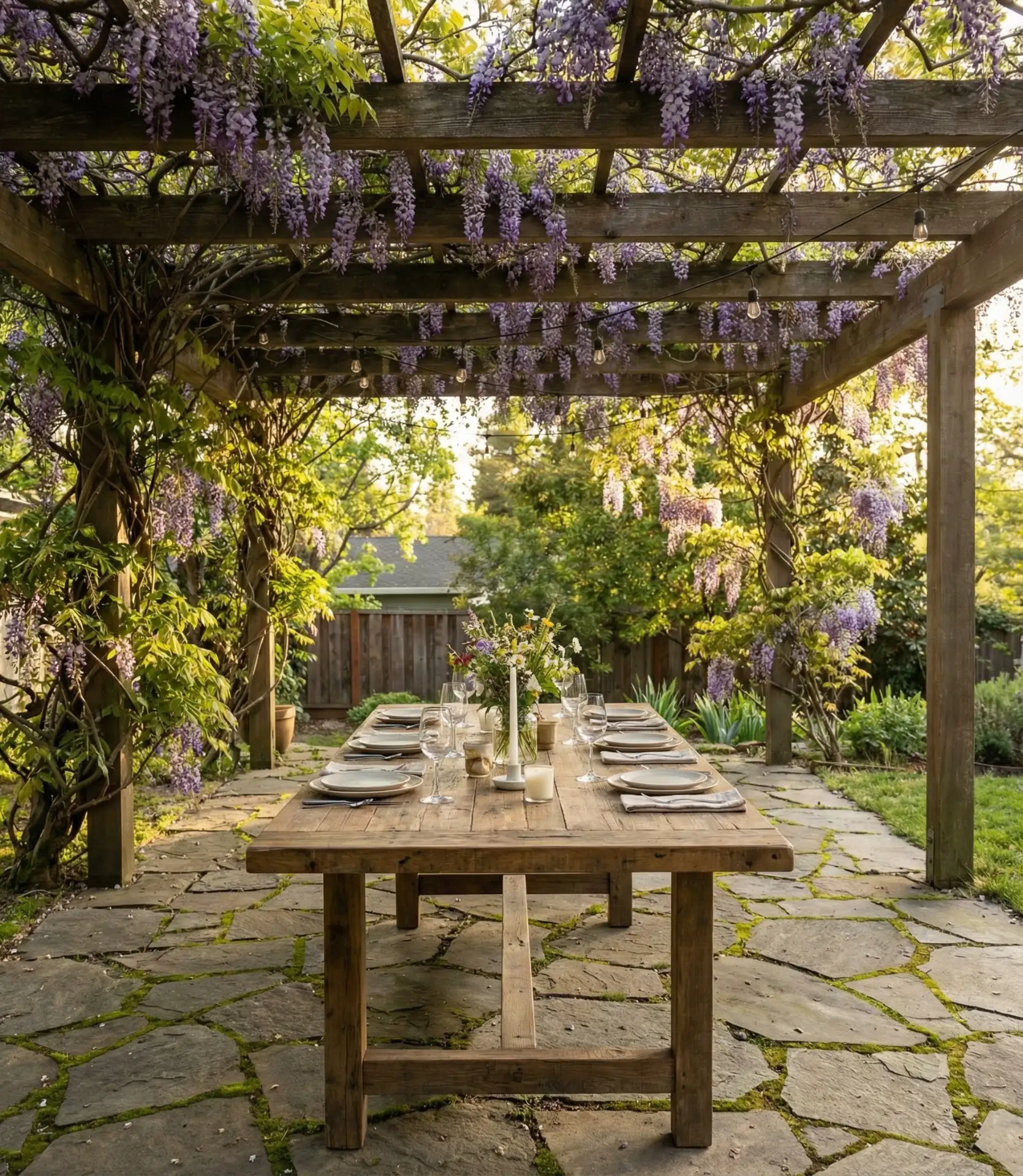 Pergola-Covered Dining Terrace with Vines 1