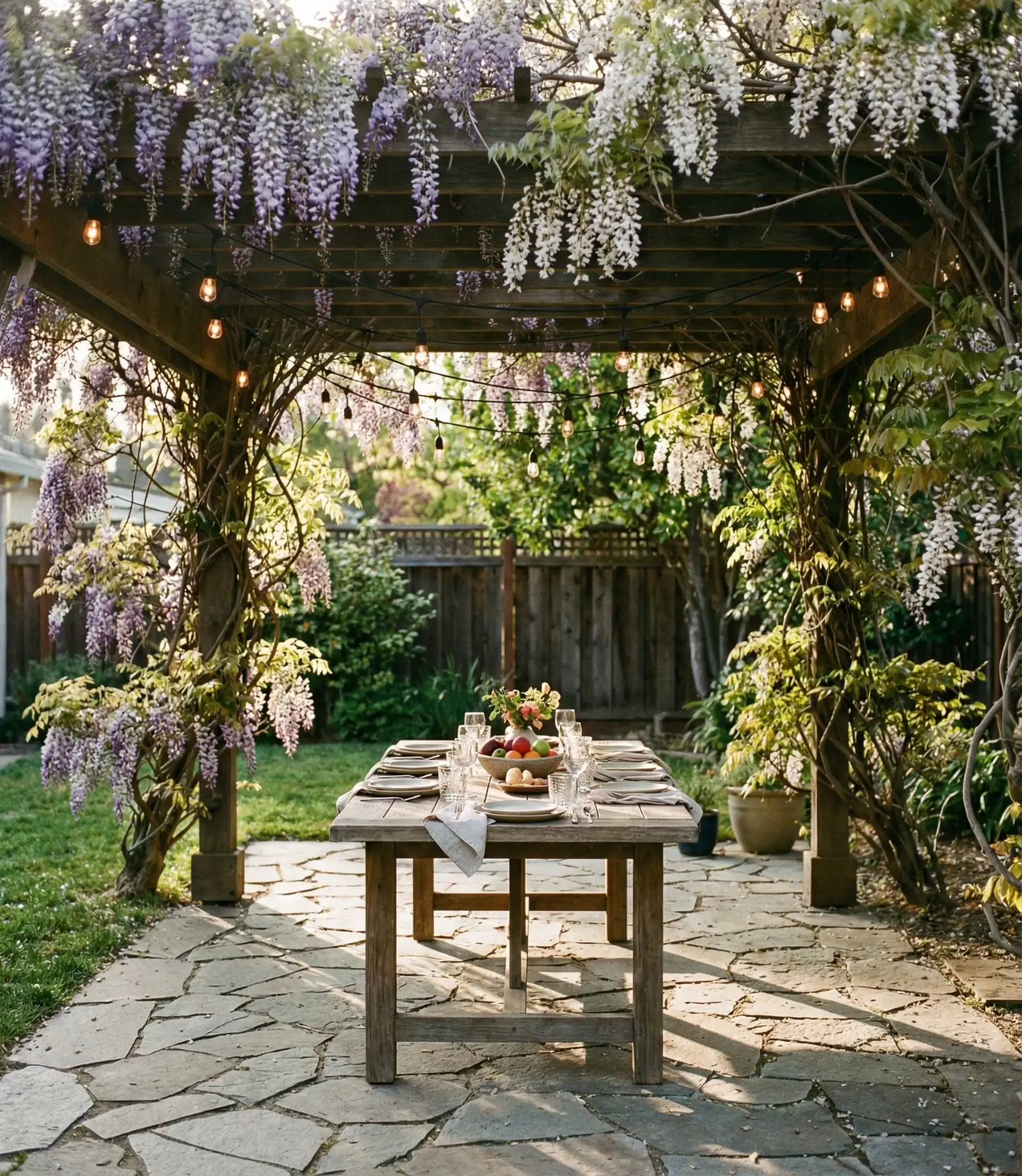 Pergola-Covered Dining Terrace with Vines 2