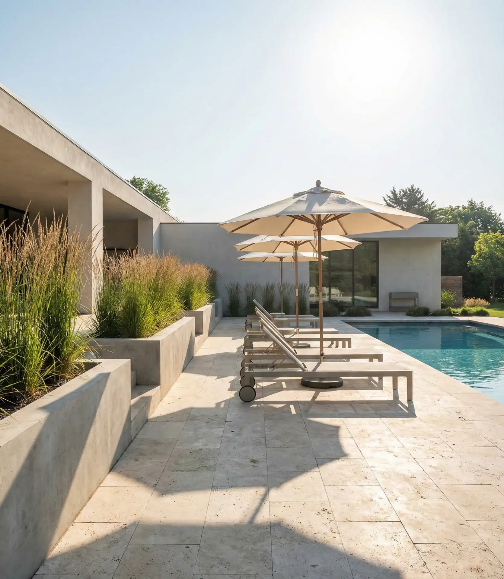 Pool Deck with Integrated Planters and Lounge Zone 2