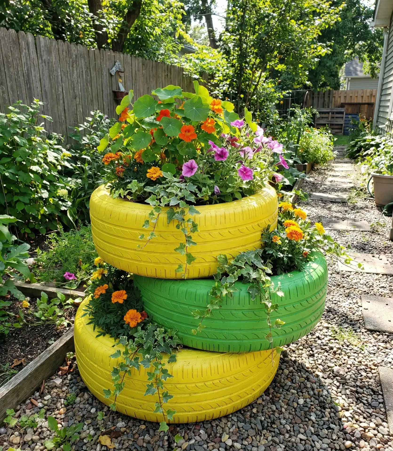 Projects with Repurposed Tire Planters 1