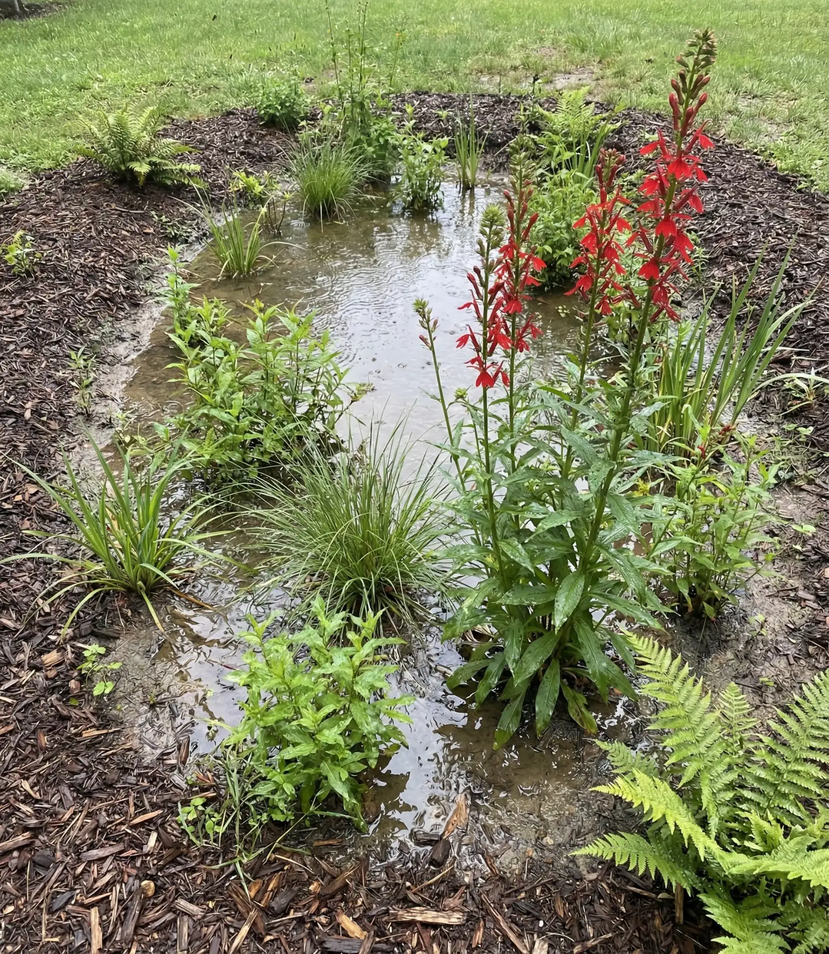 Rain Garden with Native Wetland Plants 1