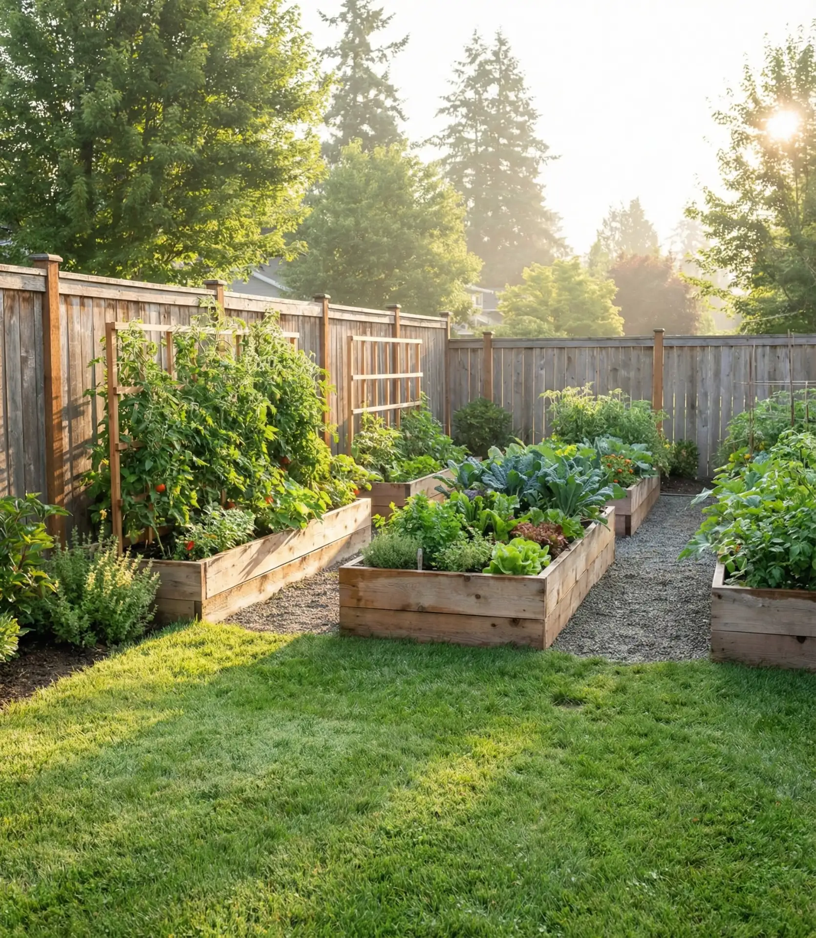 Raised Bed Kitchen Garden Along Fence Line 1