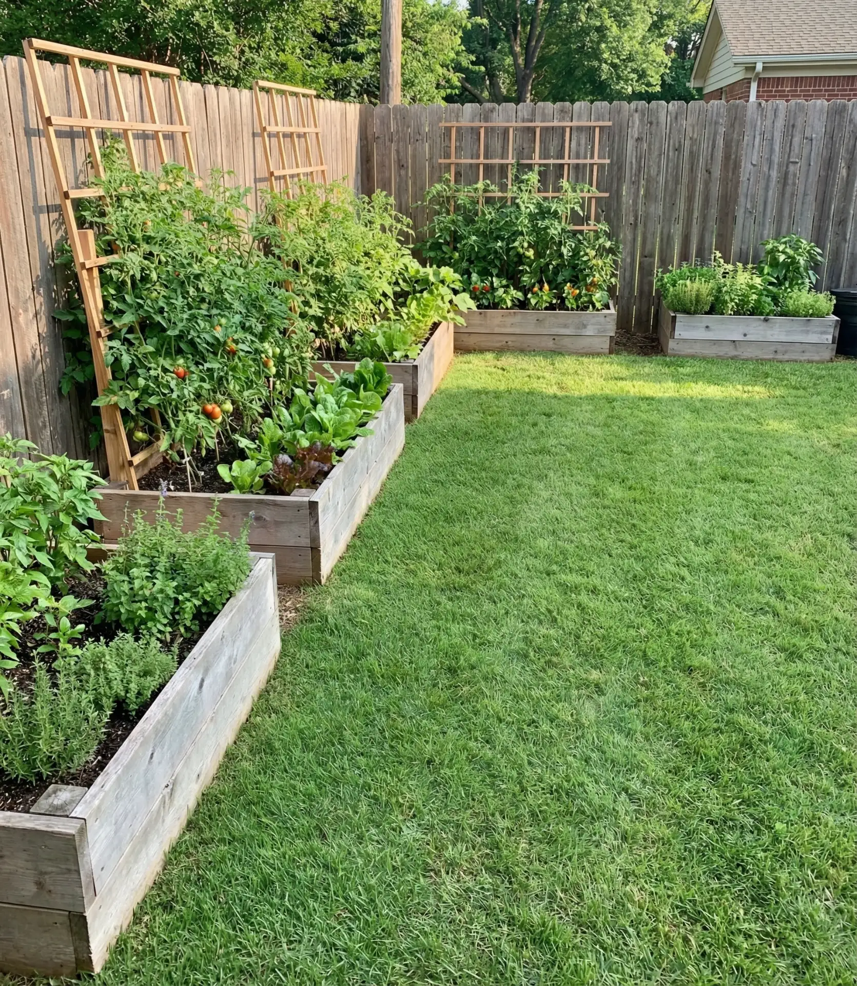Raised Bed Kitchen Garden Along Fence Line 2