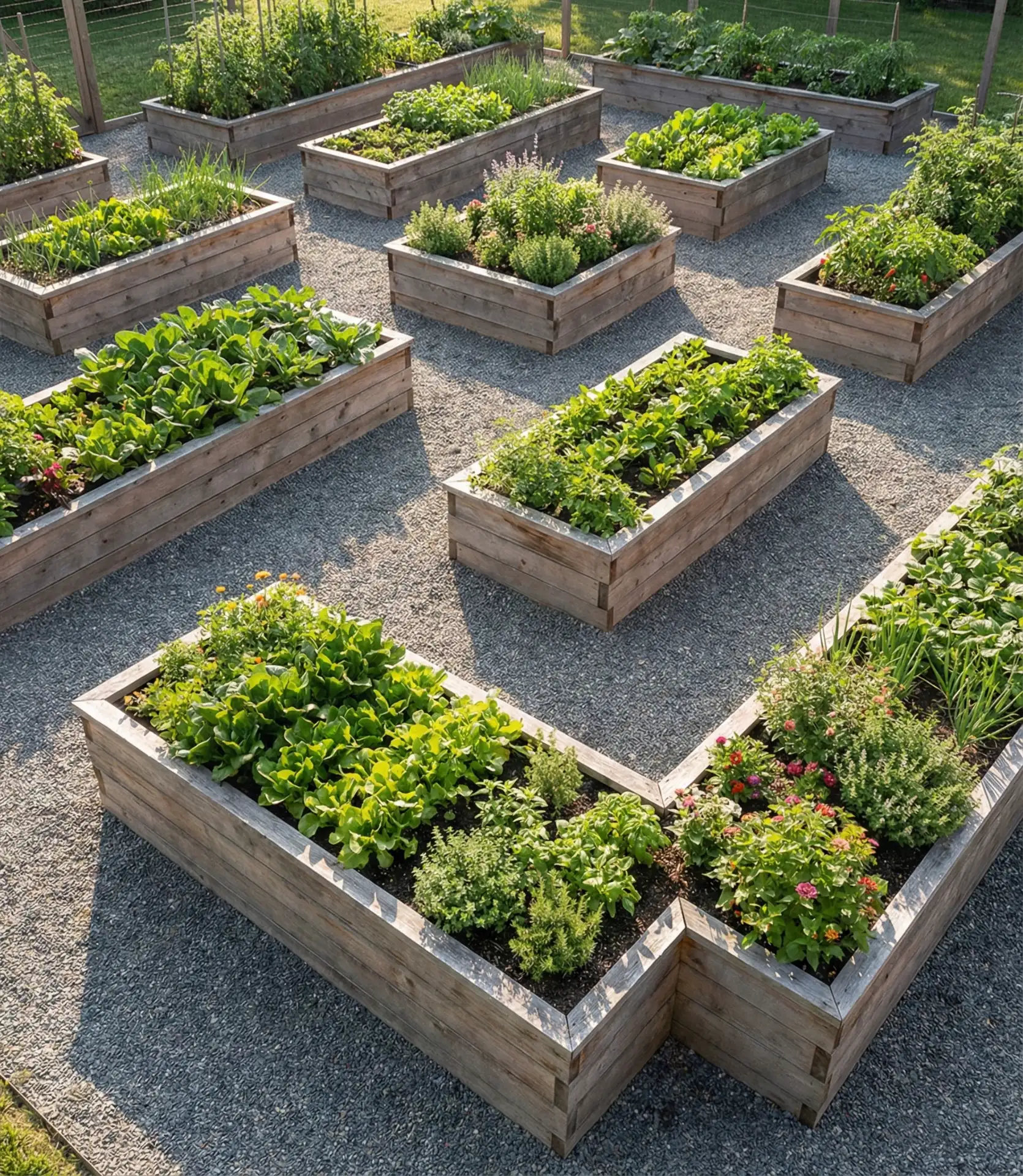 Raised Bed Vegetable Garden with Grid Layout 1