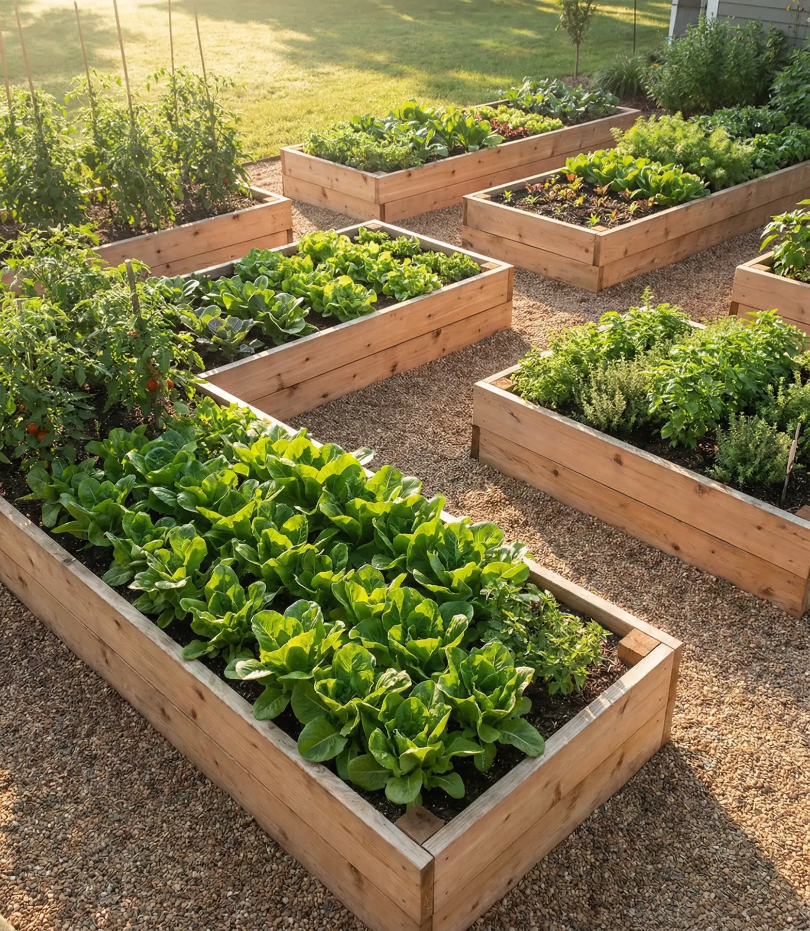 Raised Bed Vegetable Garden with Grid Layout 2