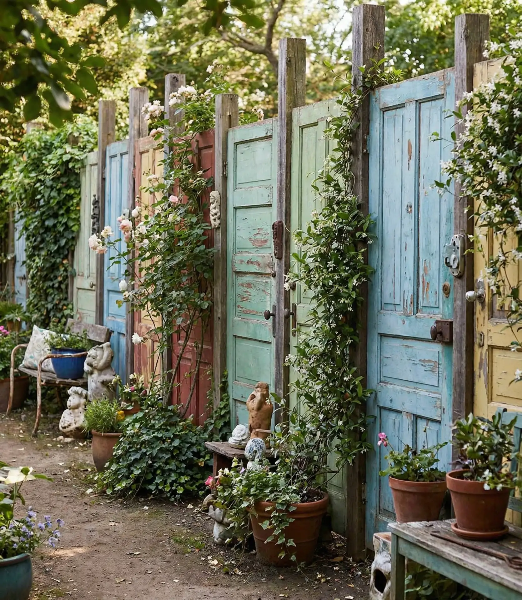 Reclaimed Door Panel Art Fence 2