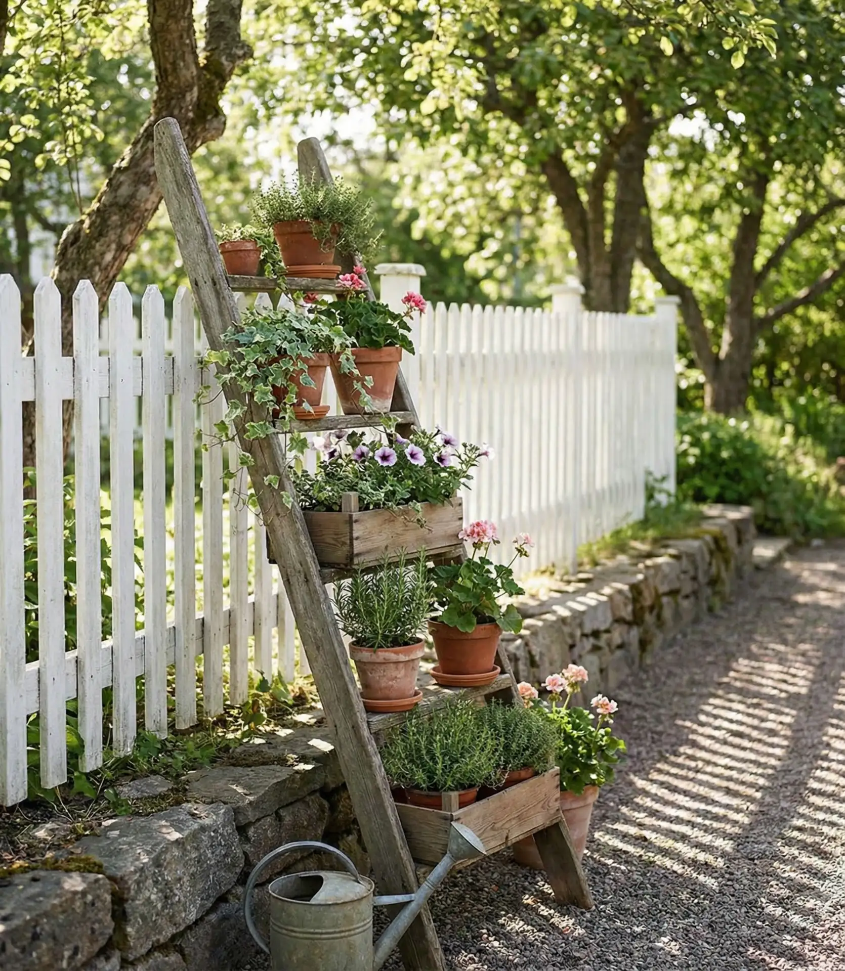 Repurposed Ladder Plant Display 2