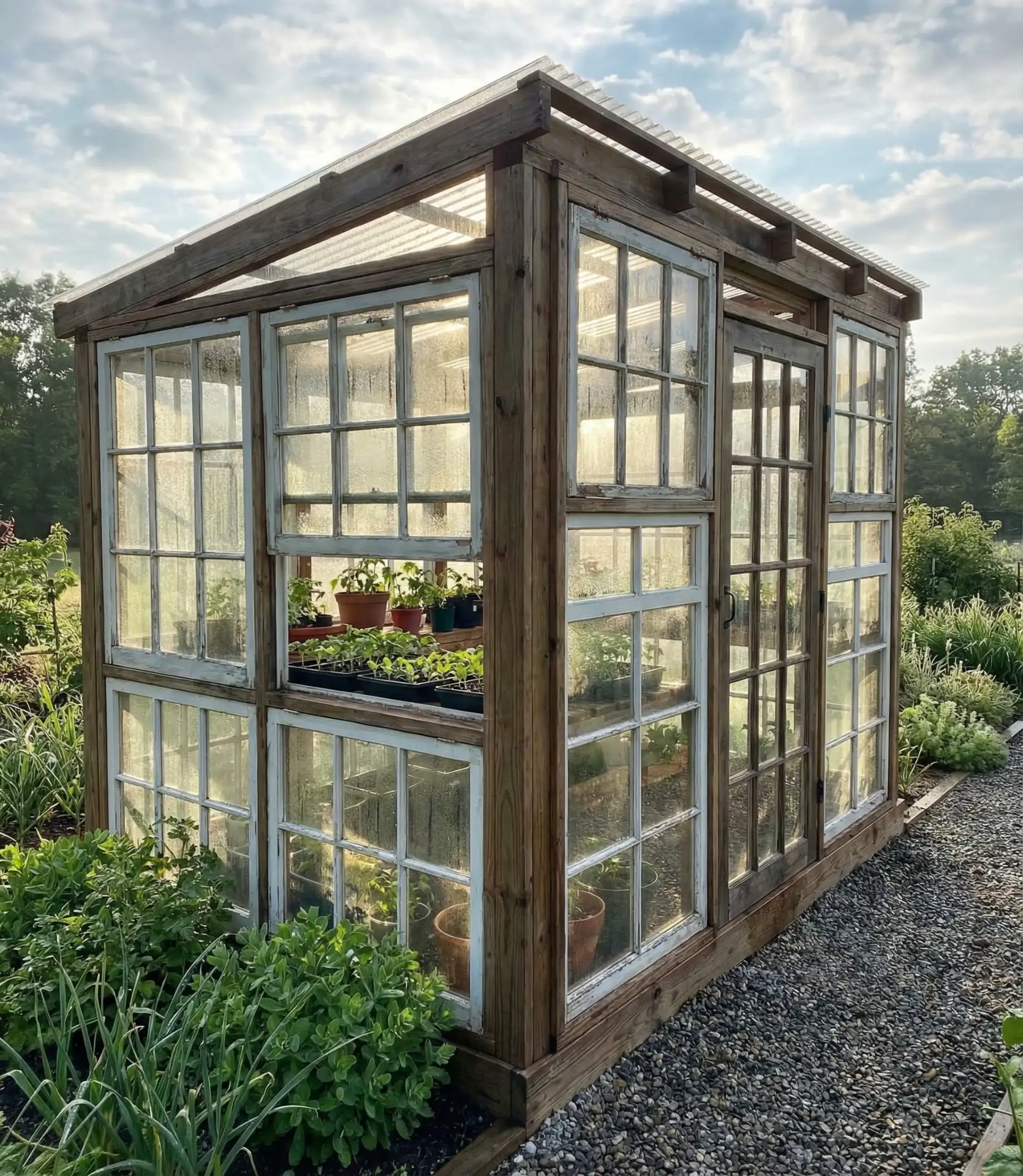 Repurposed Window Frame Greenhouse 1