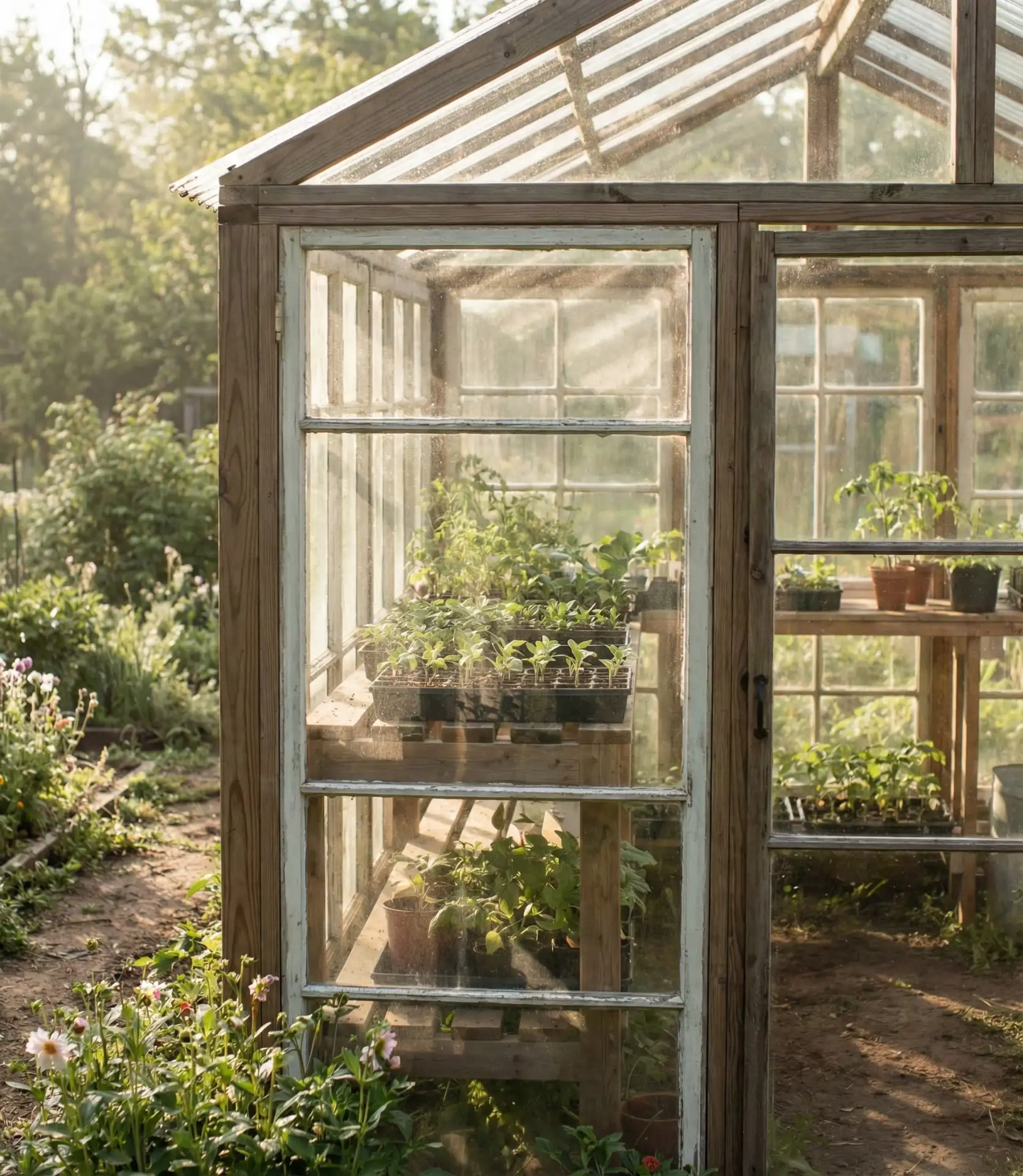 Repurposed Window Frame Greenhouse 2