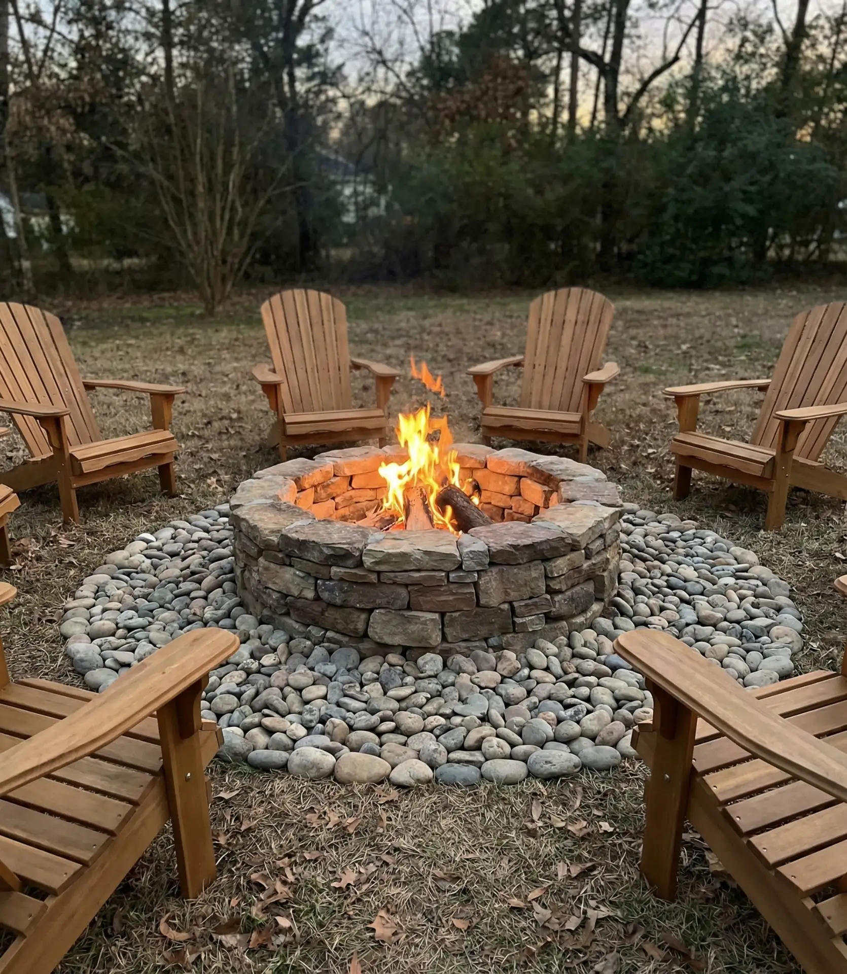 River Rock Border with Adirondack Chair Circle 1