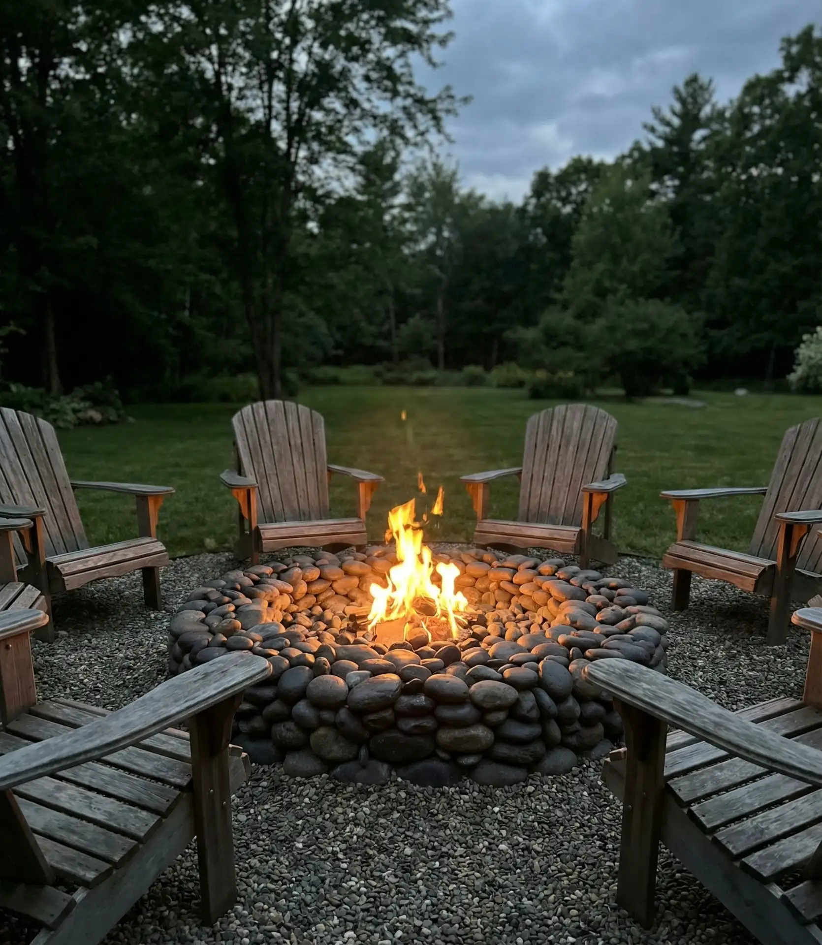 River Rock Border with Adirondack Chair Circle 2