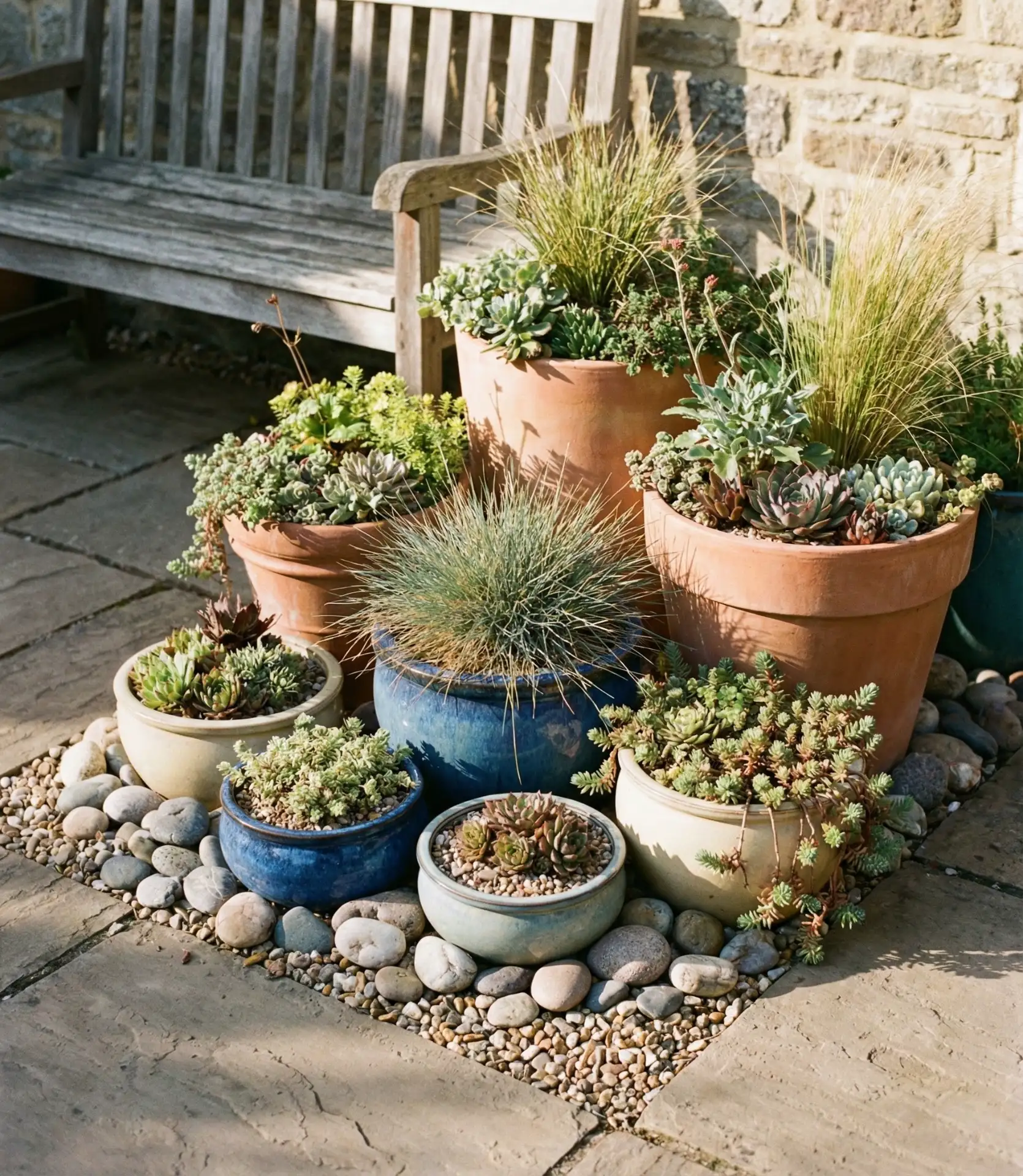 Rock Garden Pots and Planters Display 2