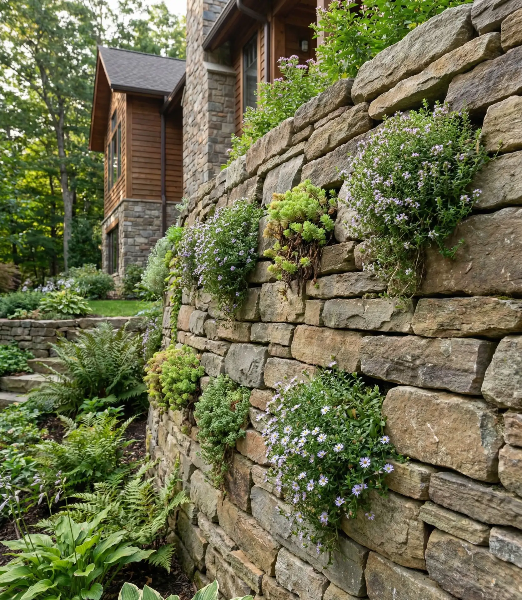 Rock Garden Retaining Wall with Pockets 2