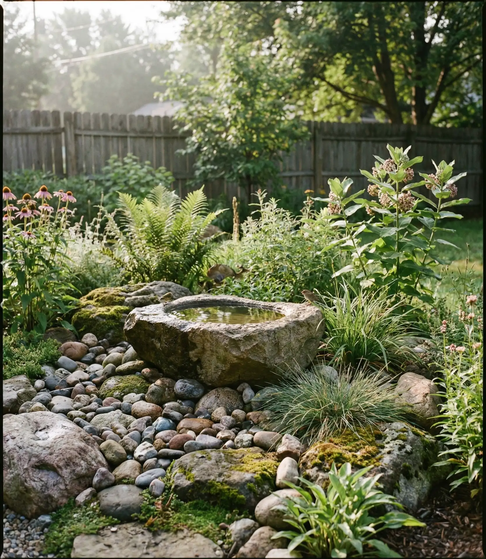 Rock Garden with Bird Bath Focal Point 1