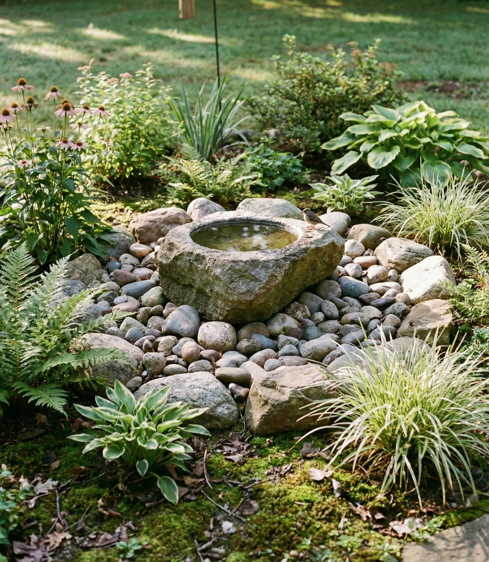 Rock Garden with Bird Bath Focal Point 2