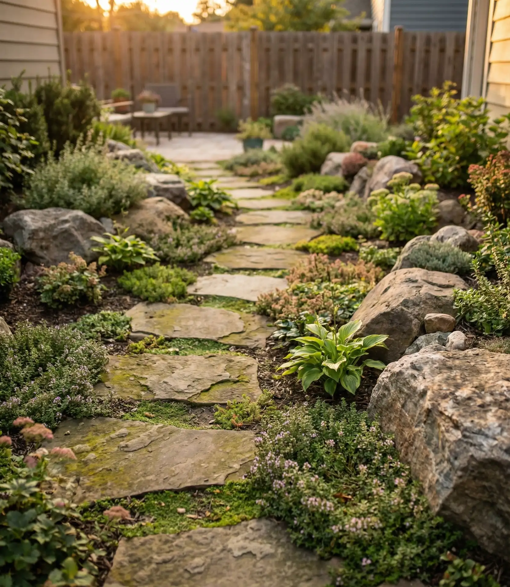 Rock Garden with Stepping Stone Pathway 1