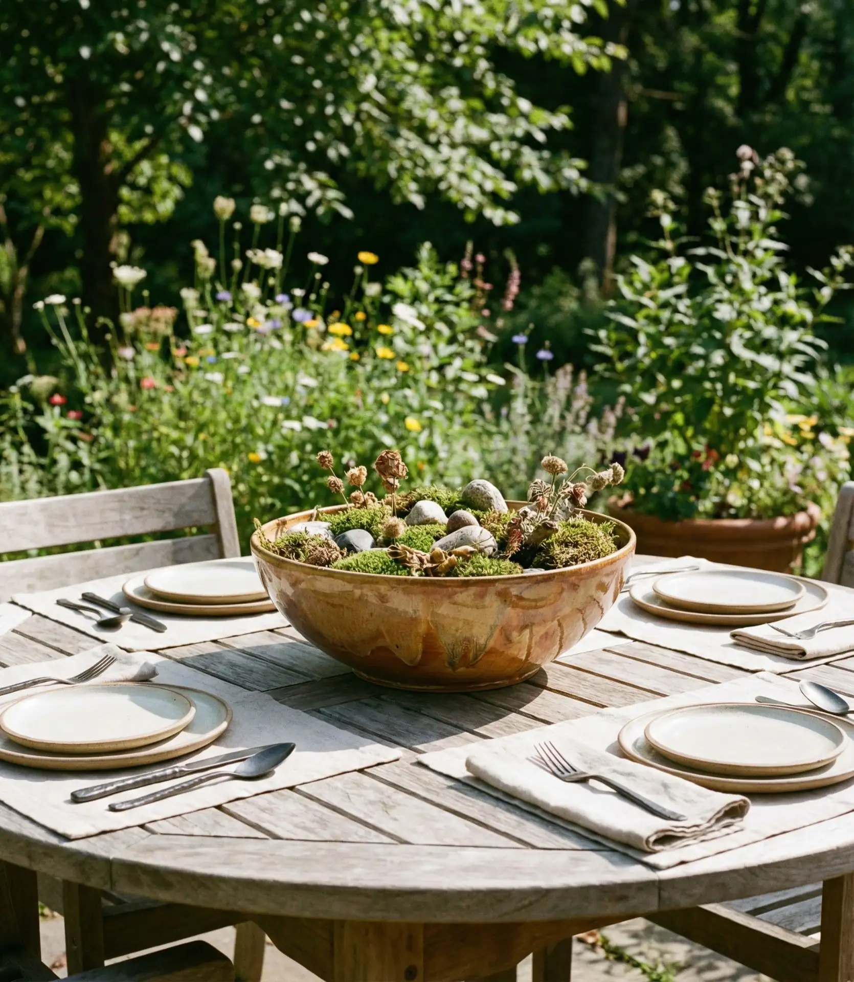 Round Table Settings with Statement Centerpieces 1