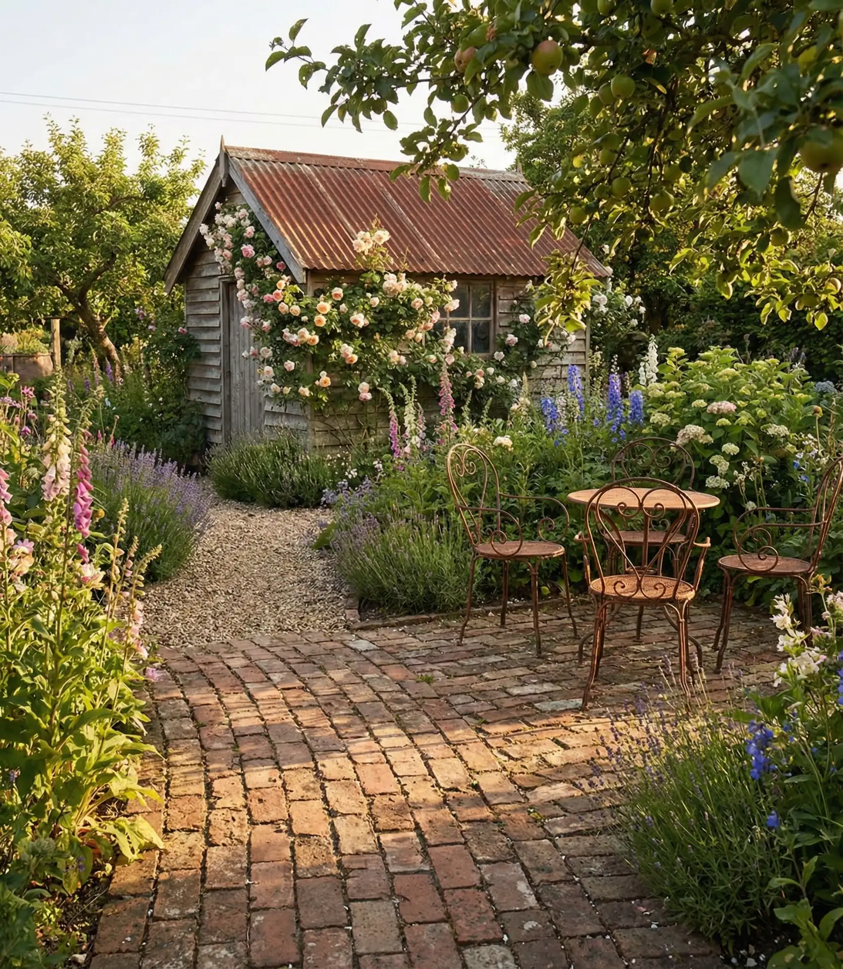 Rustic Brick Paver Patio with Gravel Pathways 1