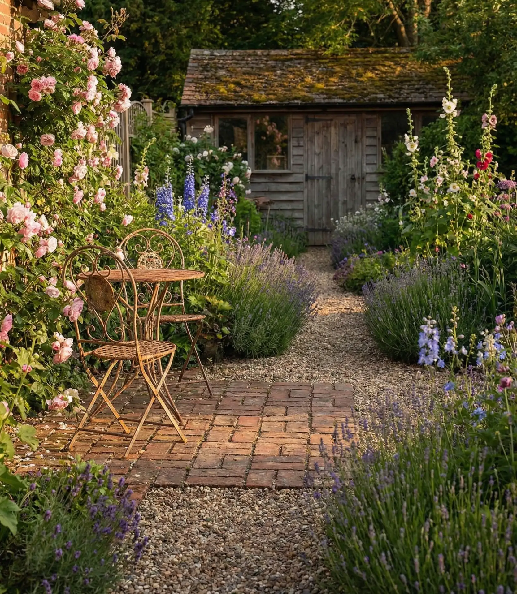 Rustic Brick Paver Patio with Gravel Pathways 2