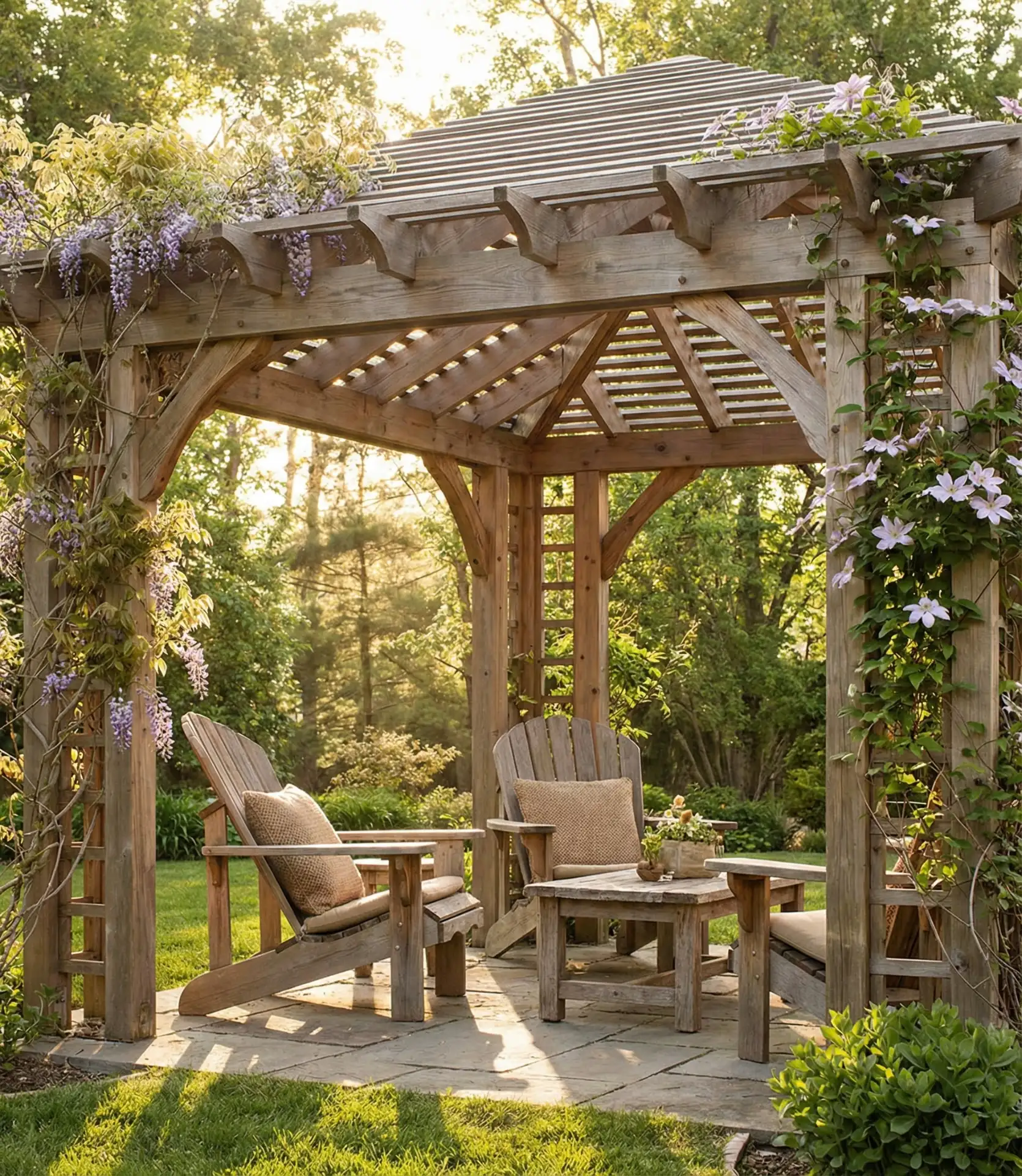 Rustic Cedar Pergola-Gazebo Hybrid 1