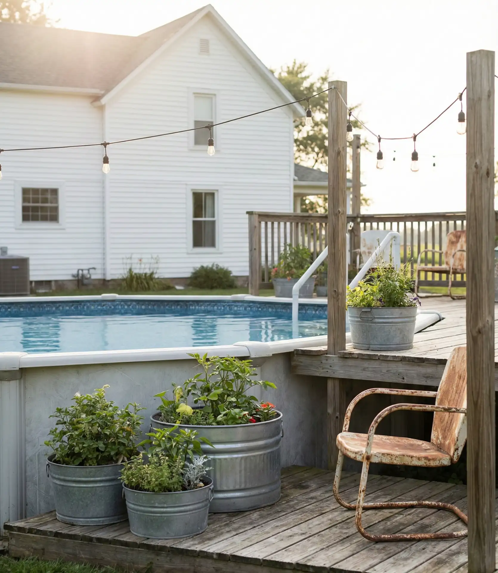 Rustic Farmhouse Pool with Vintage Touches 1