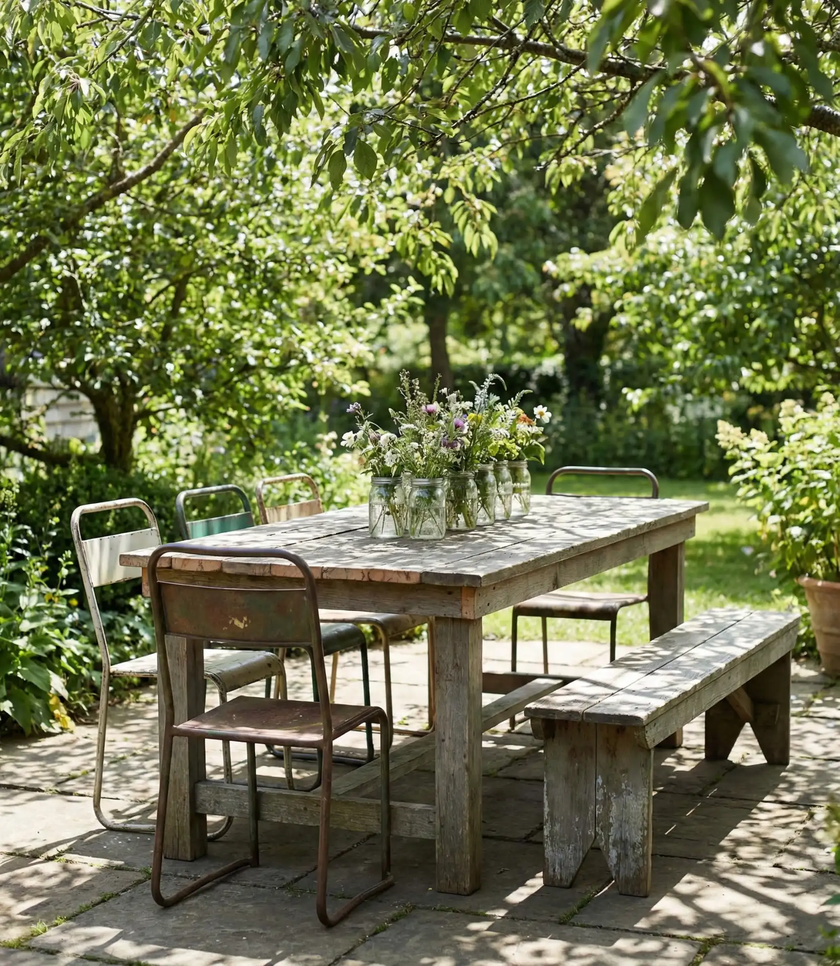 Rustic Farmhouse Table with Mismatched Seating 1