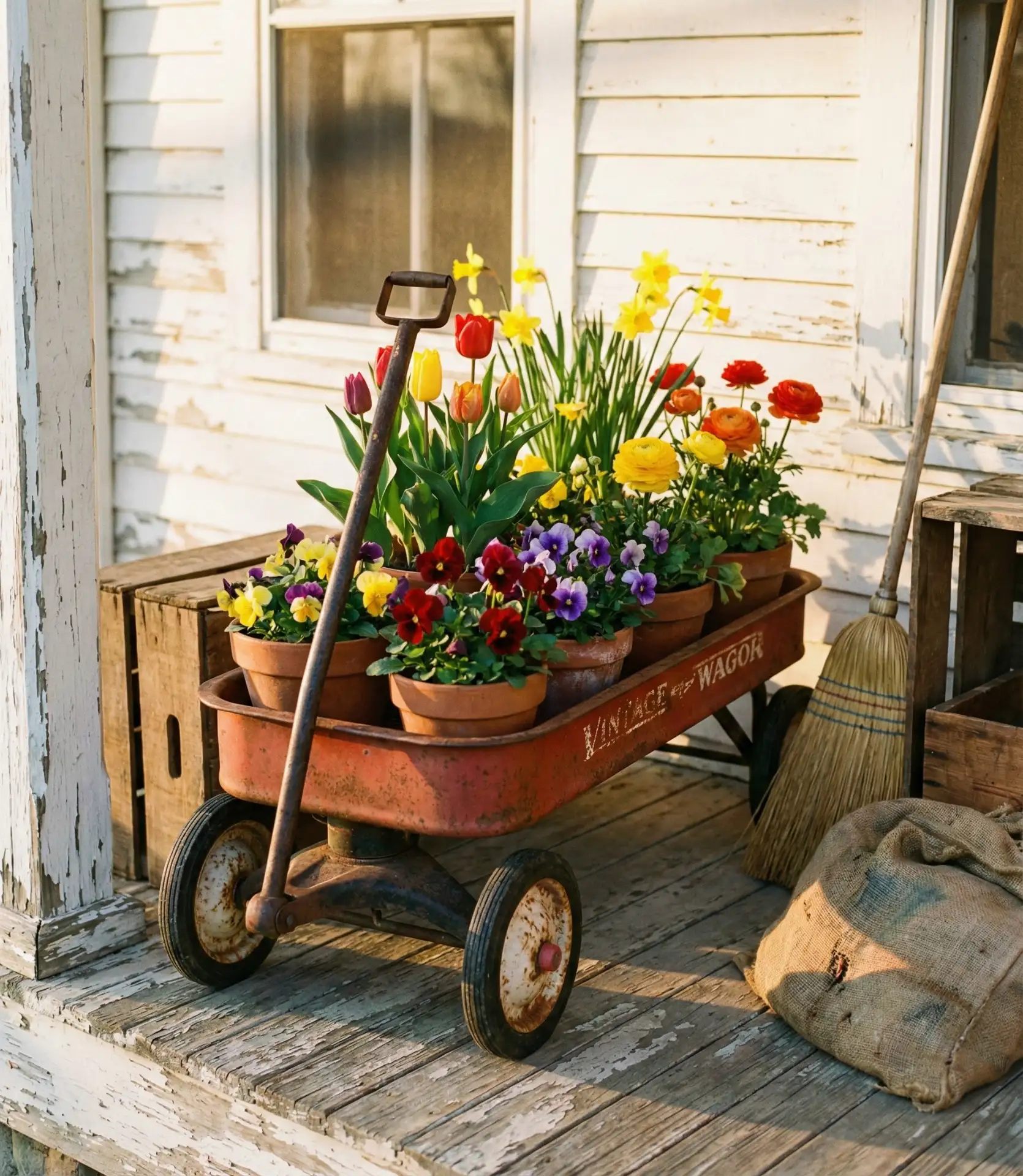 Rustic Wagon Planter Centerpiece 1