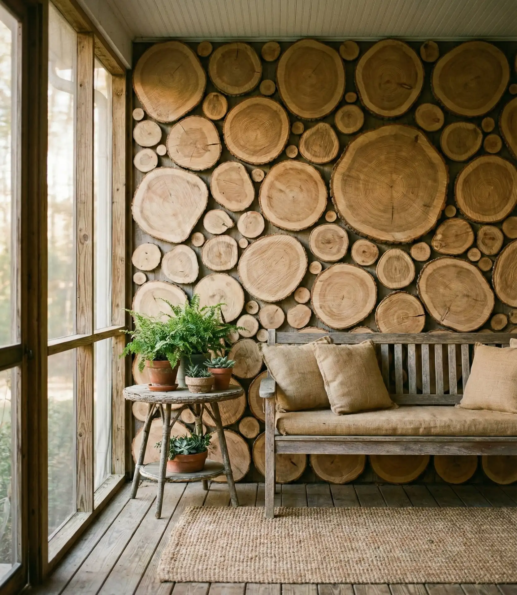 Rustic Wood Slice Wall Art Display 1