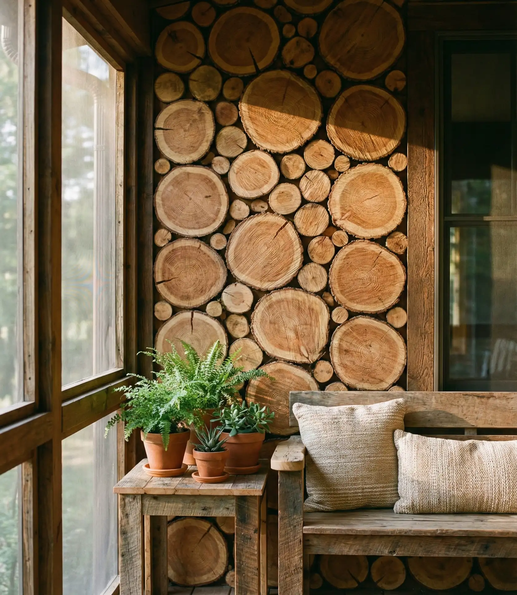 Rustic Wood Slice Wall Art Display 2