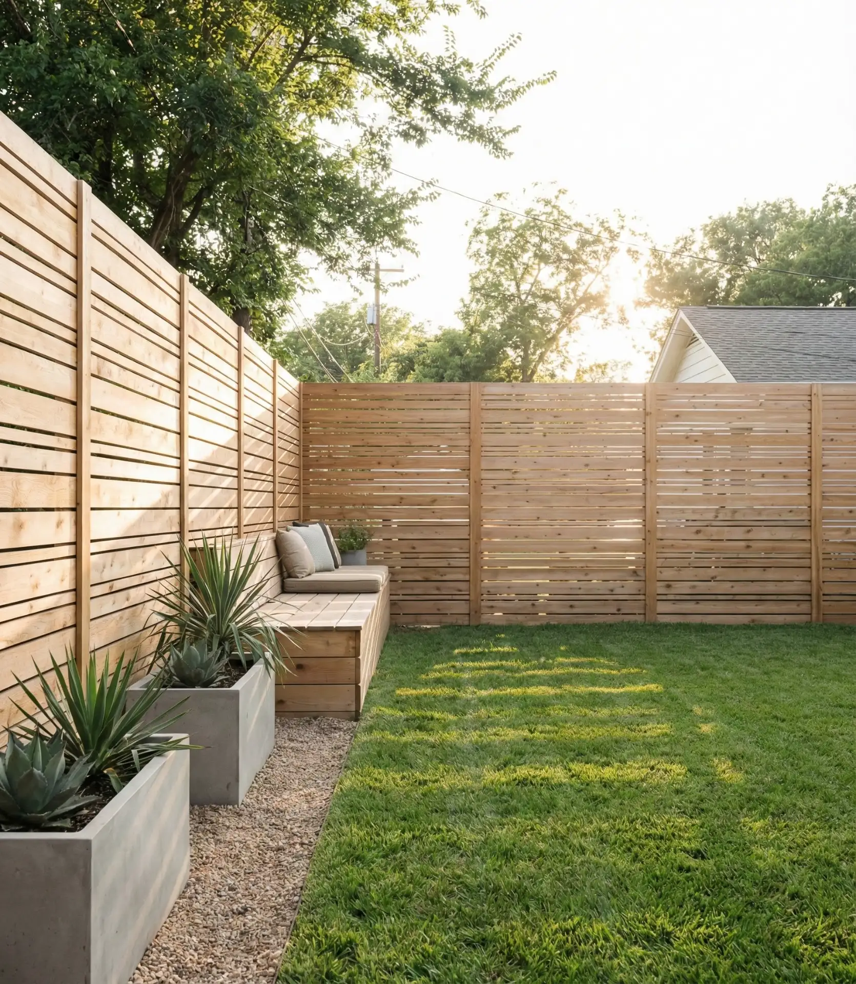 Sleek Horizontal Wood Slat Perimeter 2
