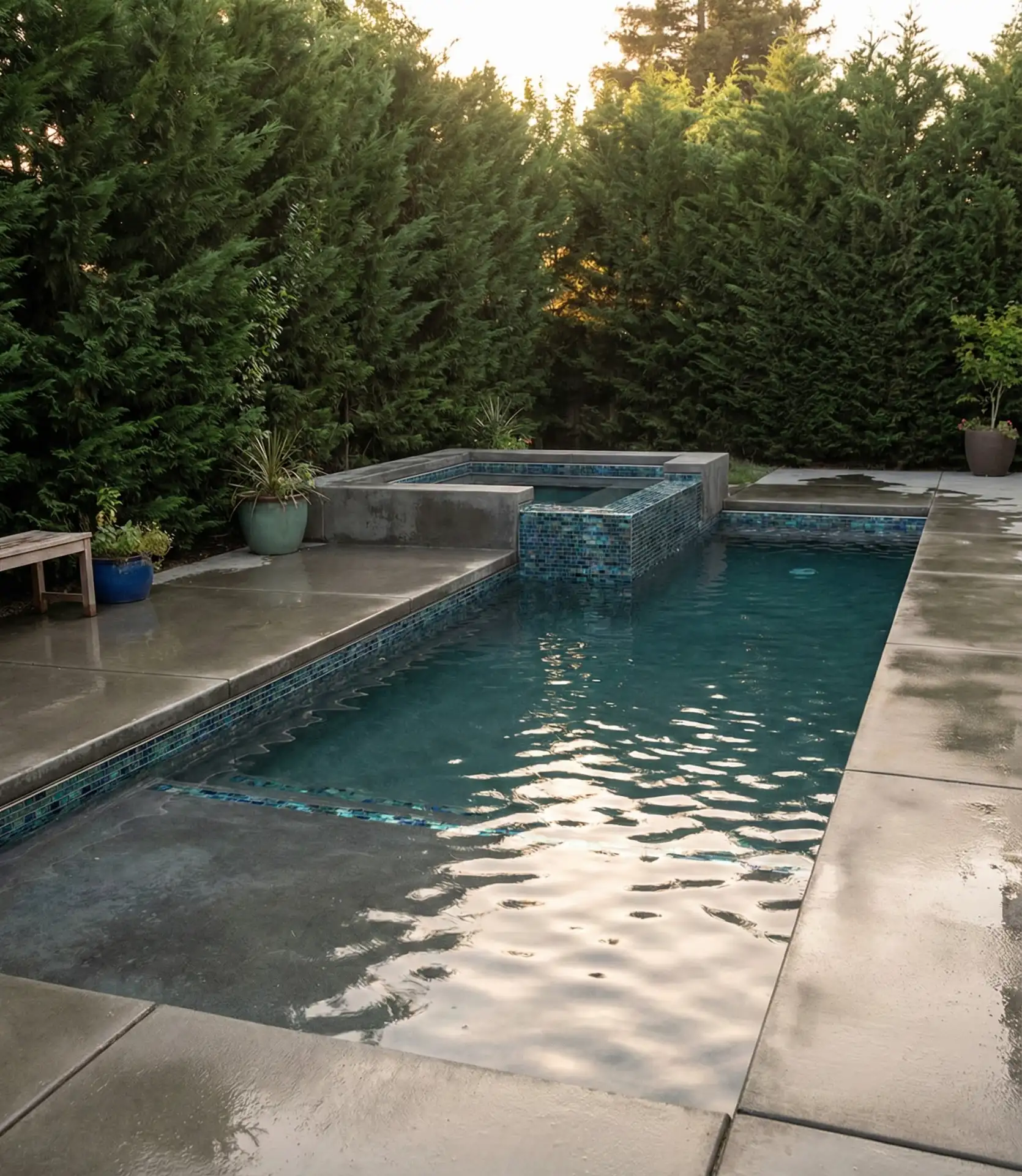 Sleek Plunge Pool with Integrated Hot Tub 1