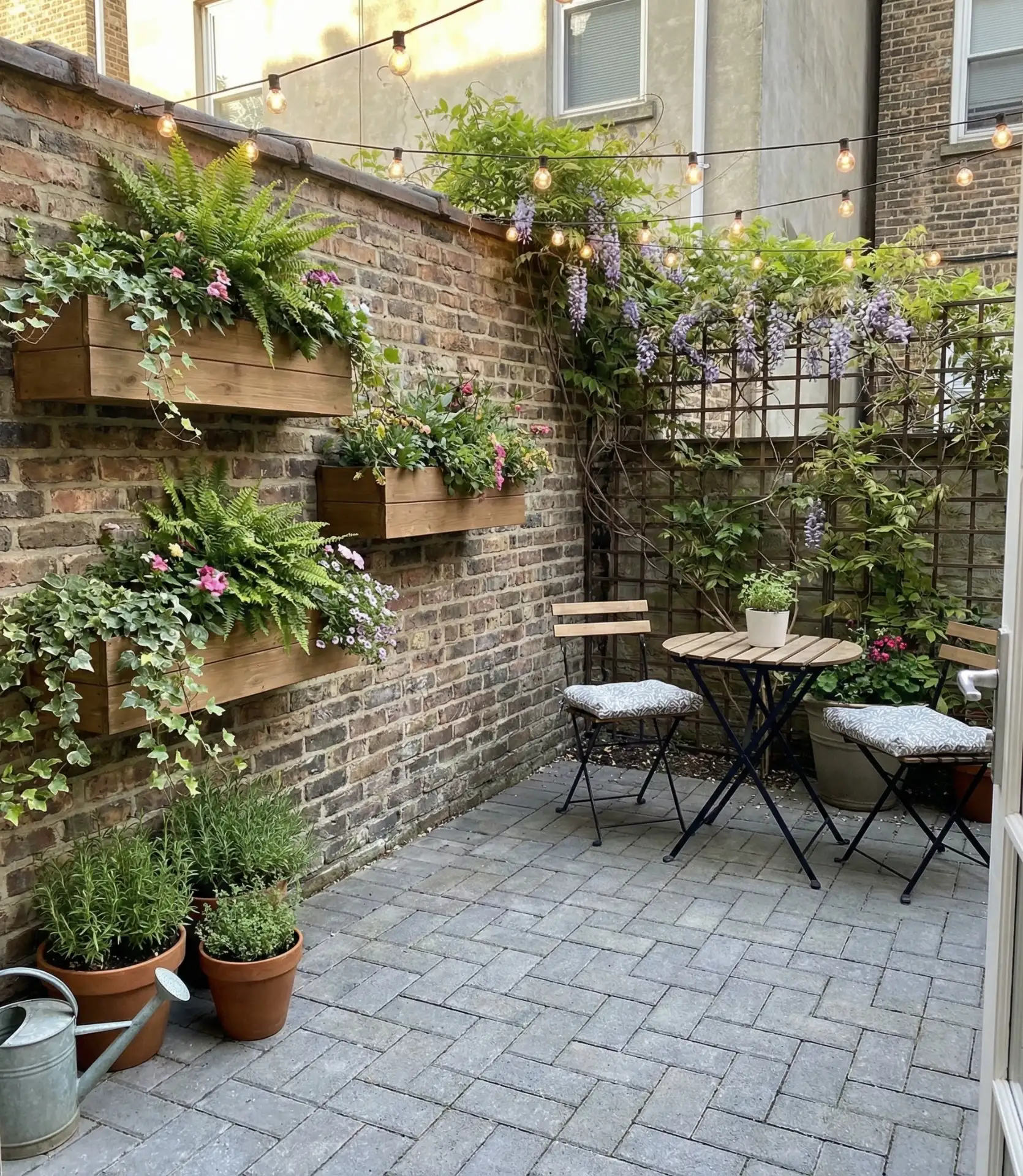 Small Space Paver Patio Ideas with Vertical Gardens 1