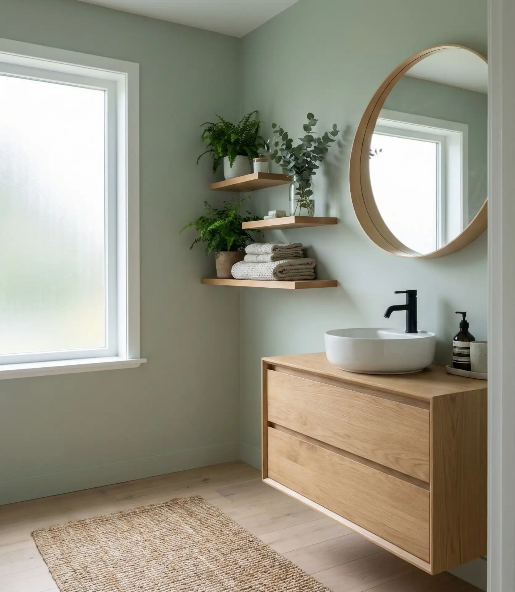 Soft Sage with Natural Wood 1