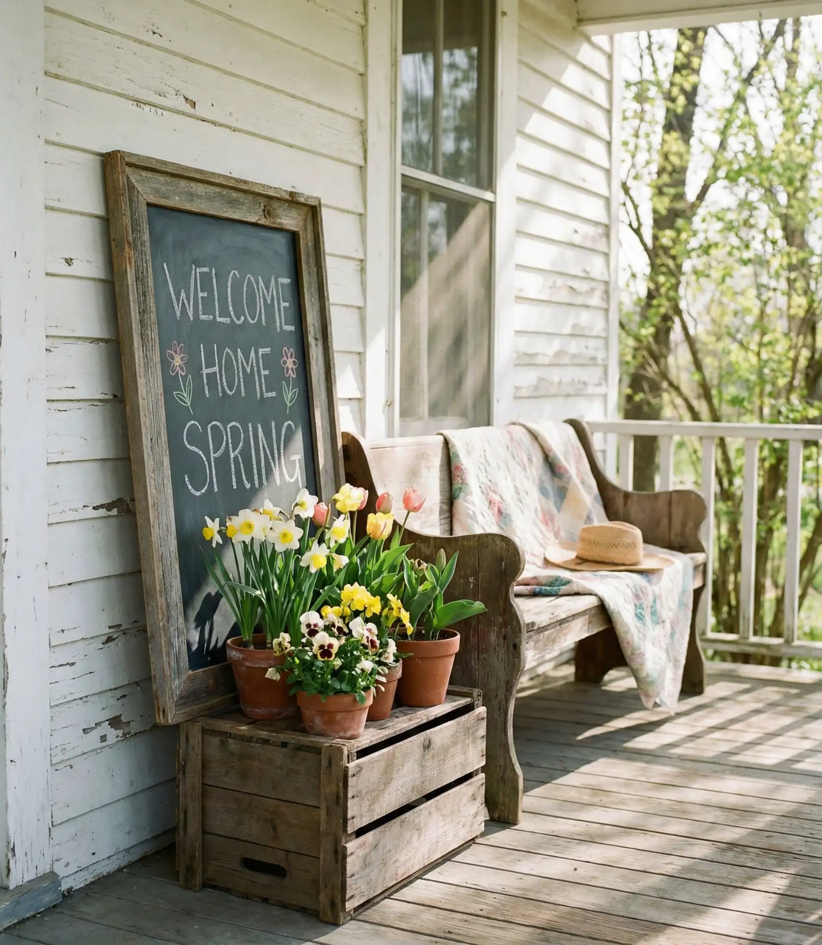 Spring Porch Decorating Ideas with Chalkboard Signs 1