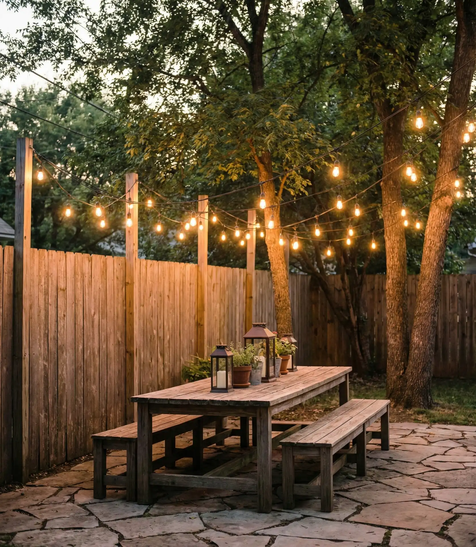 String Light Canopy Over Dining Area 2