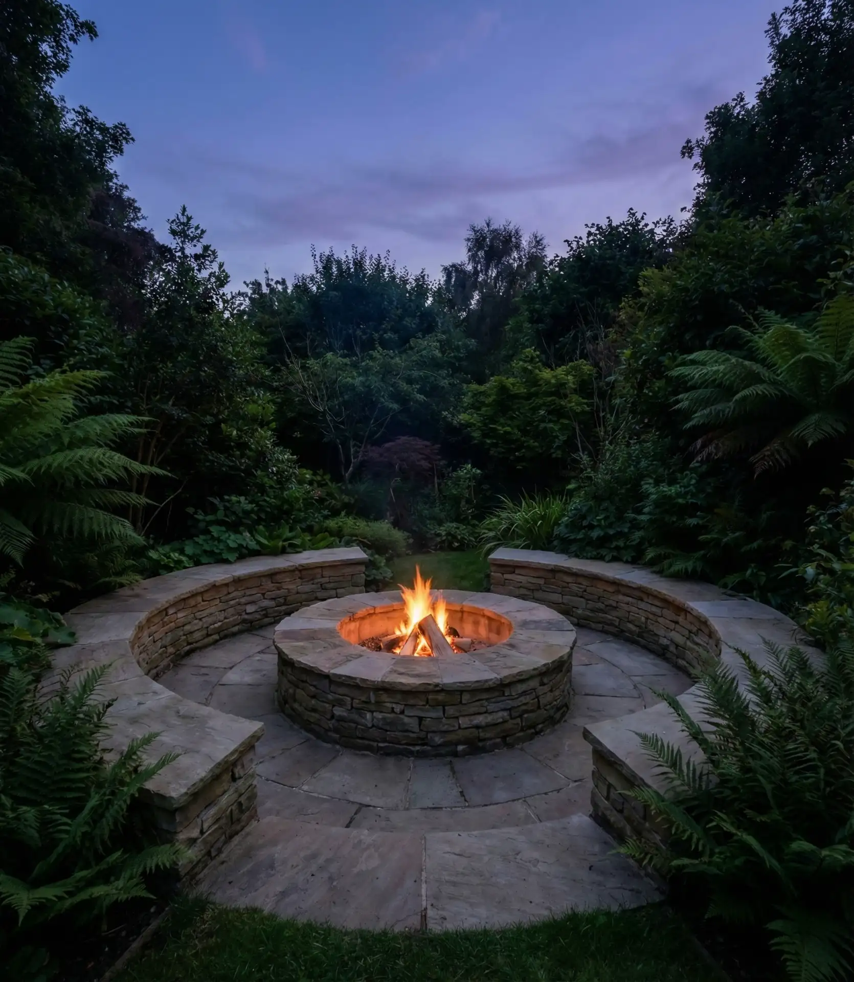 Sunken Fire Pit with Built-In Seating 1