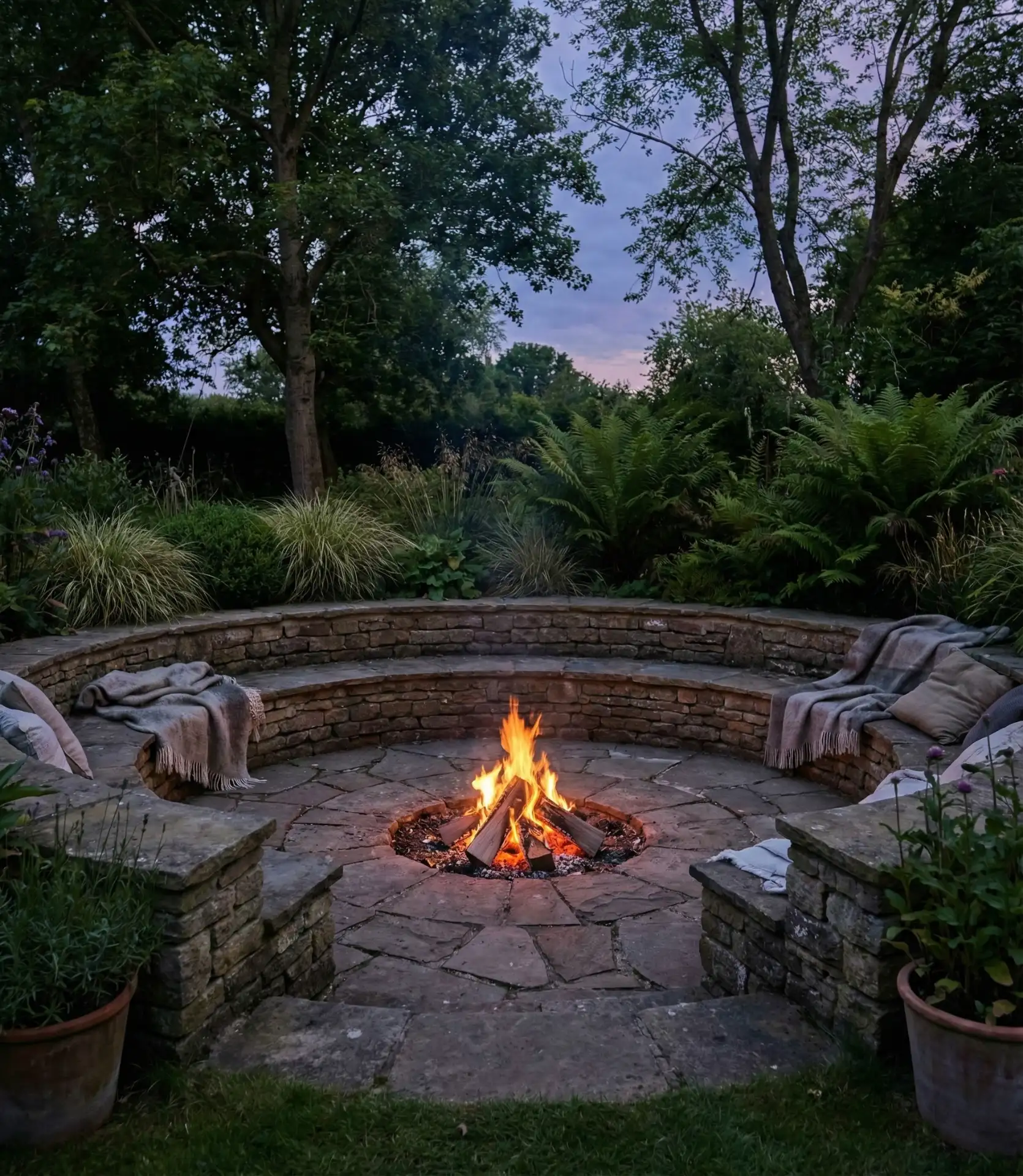 Sunken Fire Pit with Built-In Seating 2