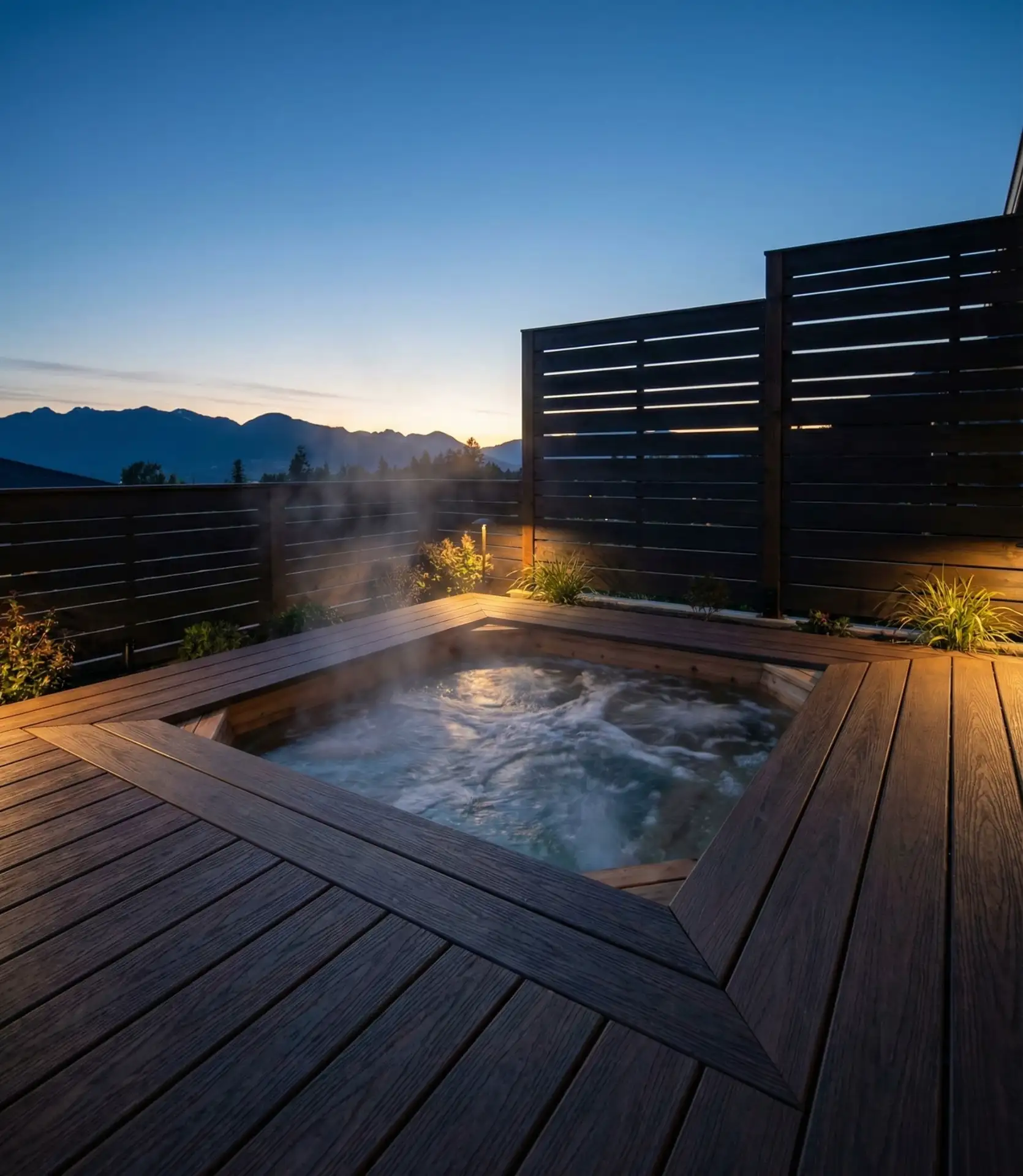 Sunken Hot Tub with Privacy Panels 2