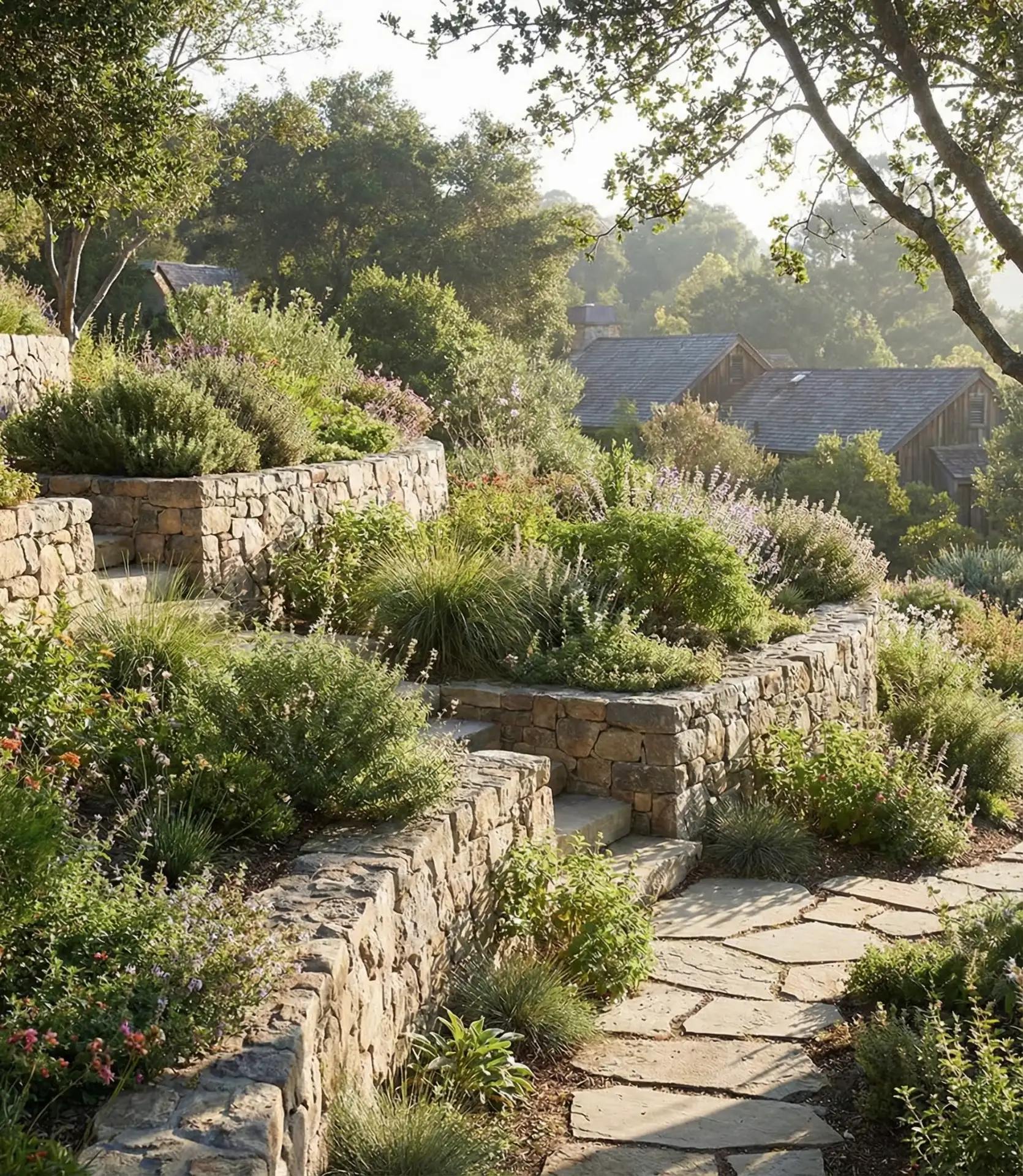 Terraced Garden Beds on Sloped Terrain 1