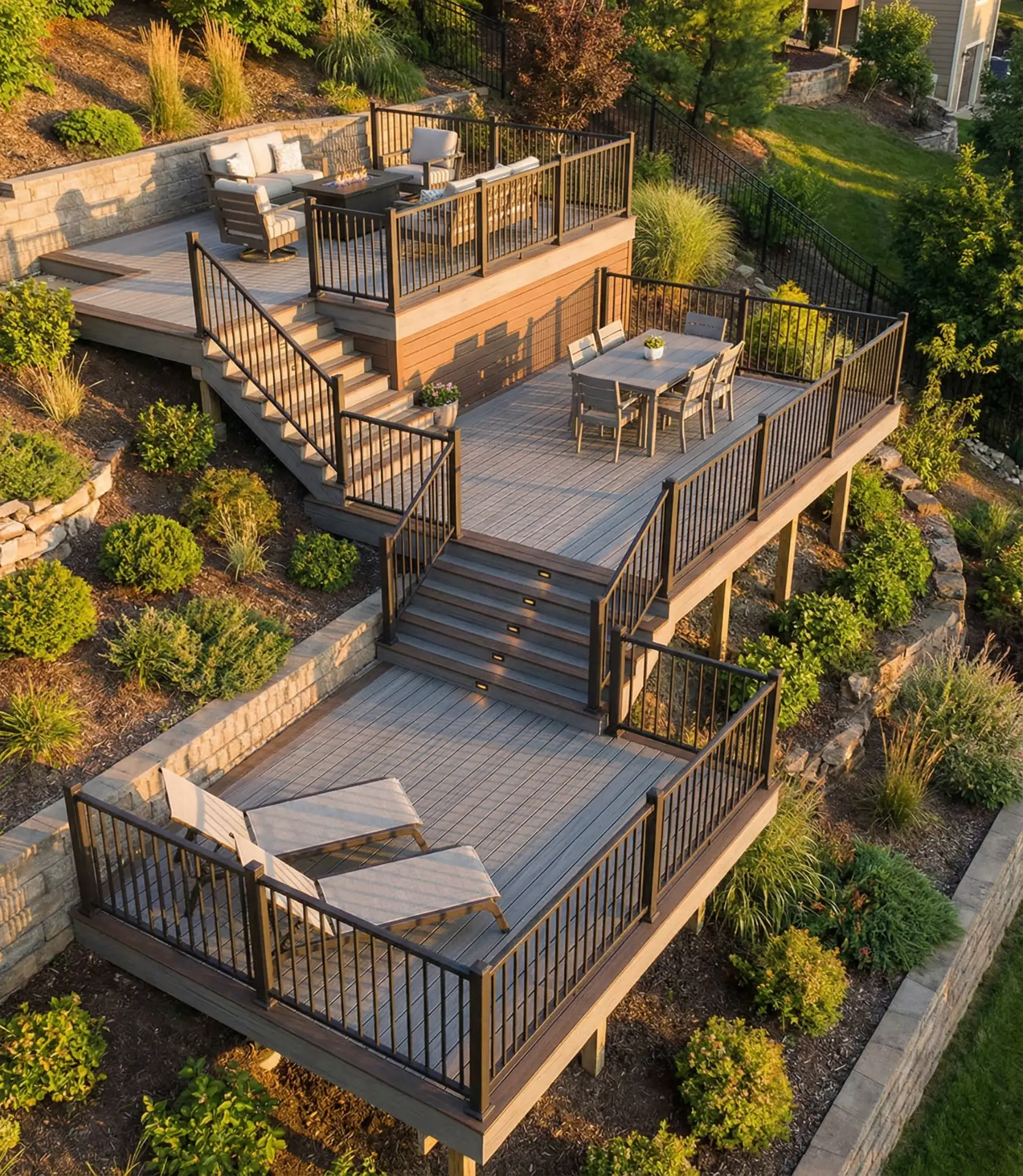 Tiered Deck Levels for Sloped Yards 1