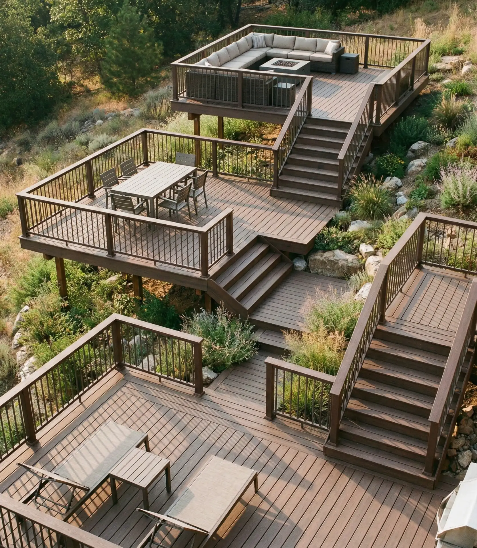 Tiered Deck Levels for Sloped Yards 2