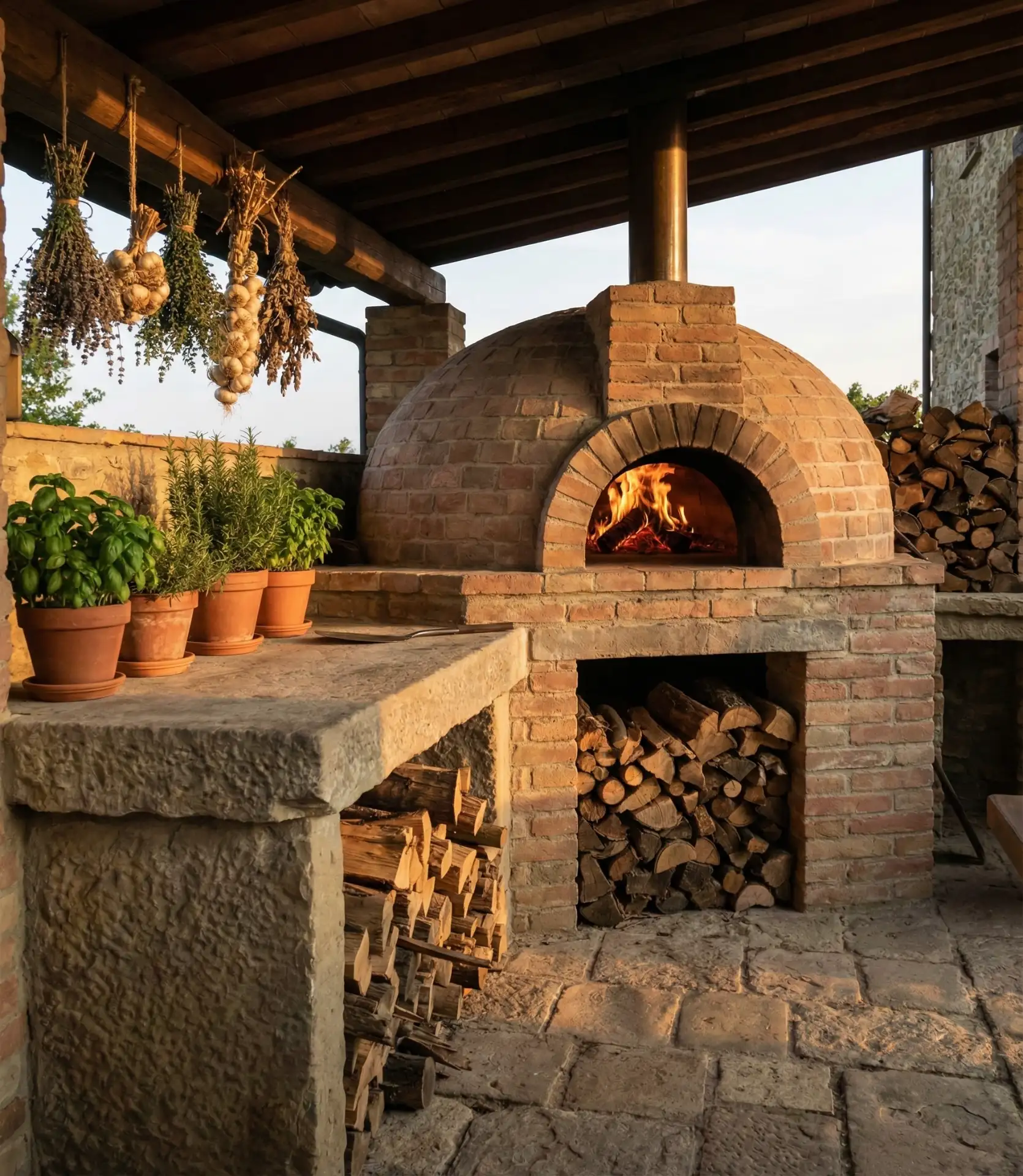 Traditional Brick Pizza Oven Kitchen 2