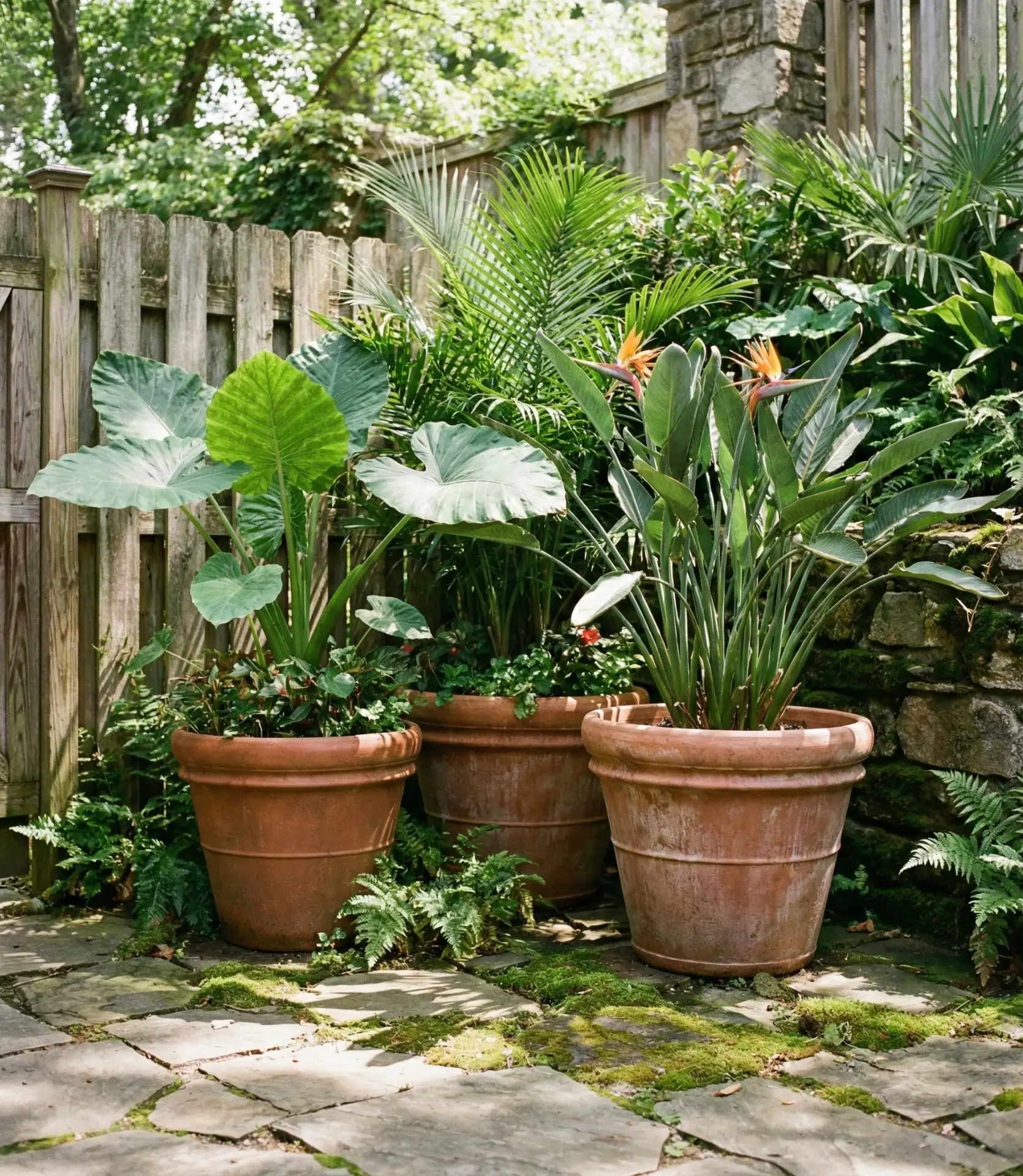 Tropical Oasis Corner with Oversized Planters 1