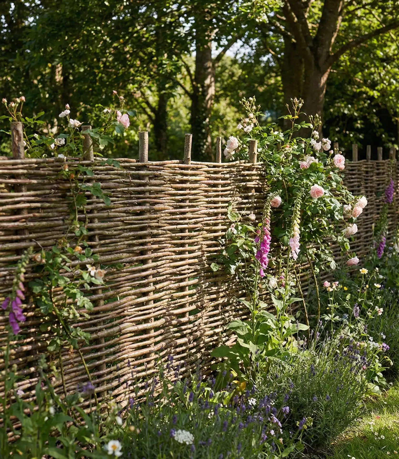 Wattle Woven Branch Garden Screen 1