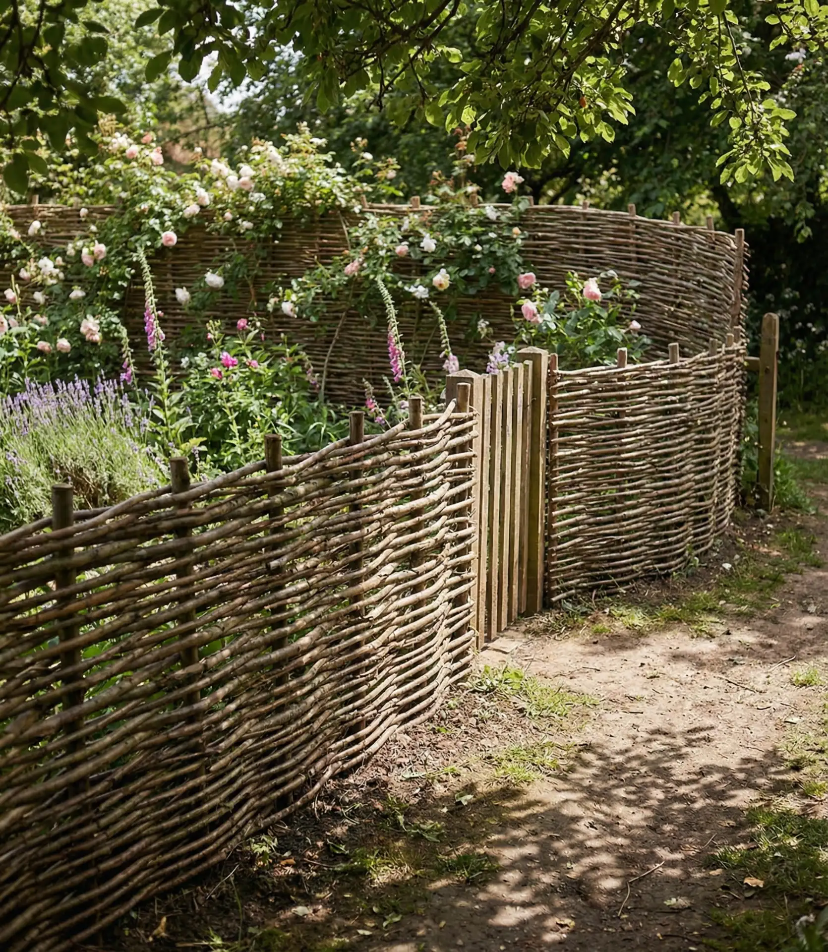 Wattle Woven Branch Garden Screen 2