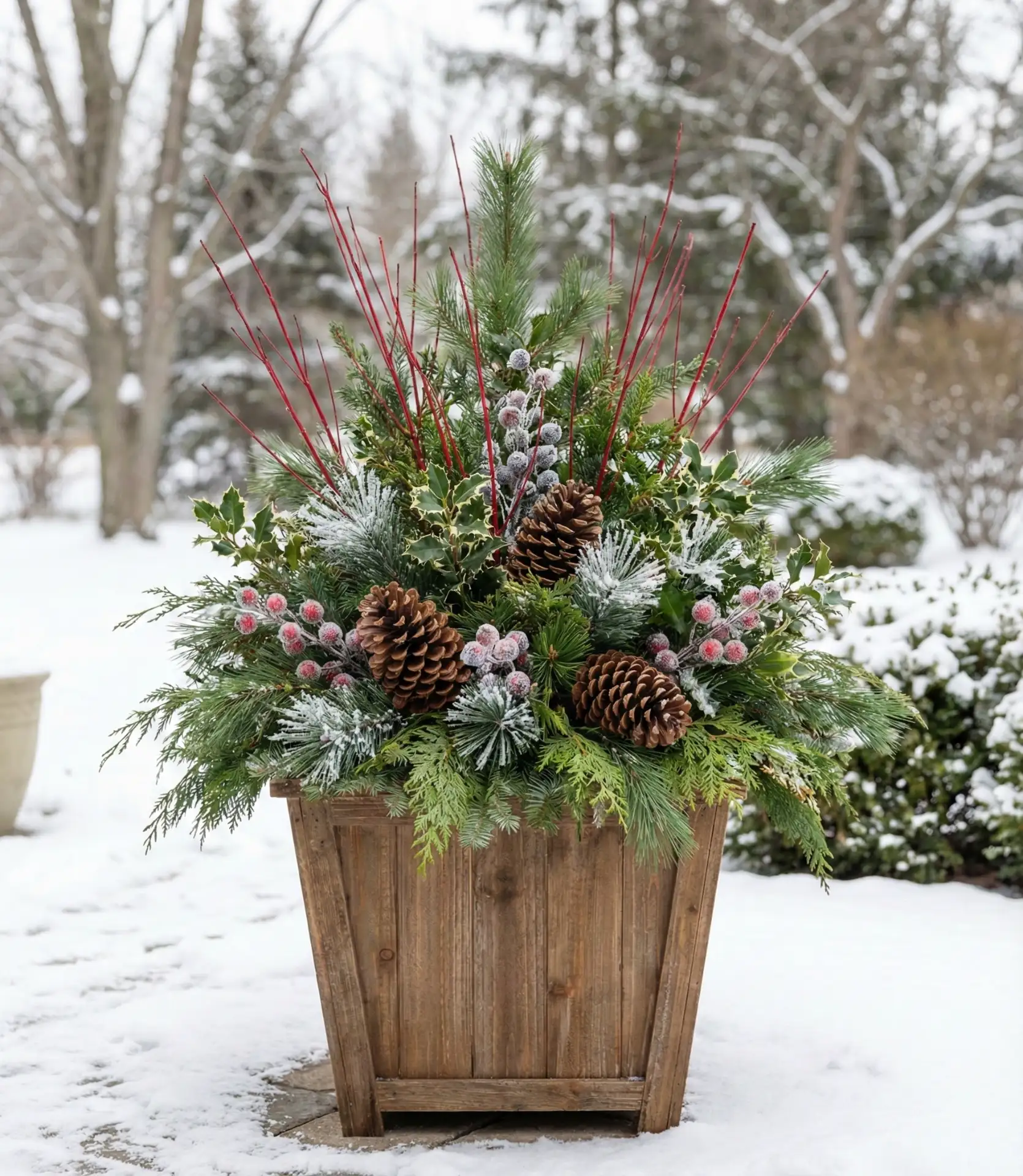 Winter Evergreen Planters 1